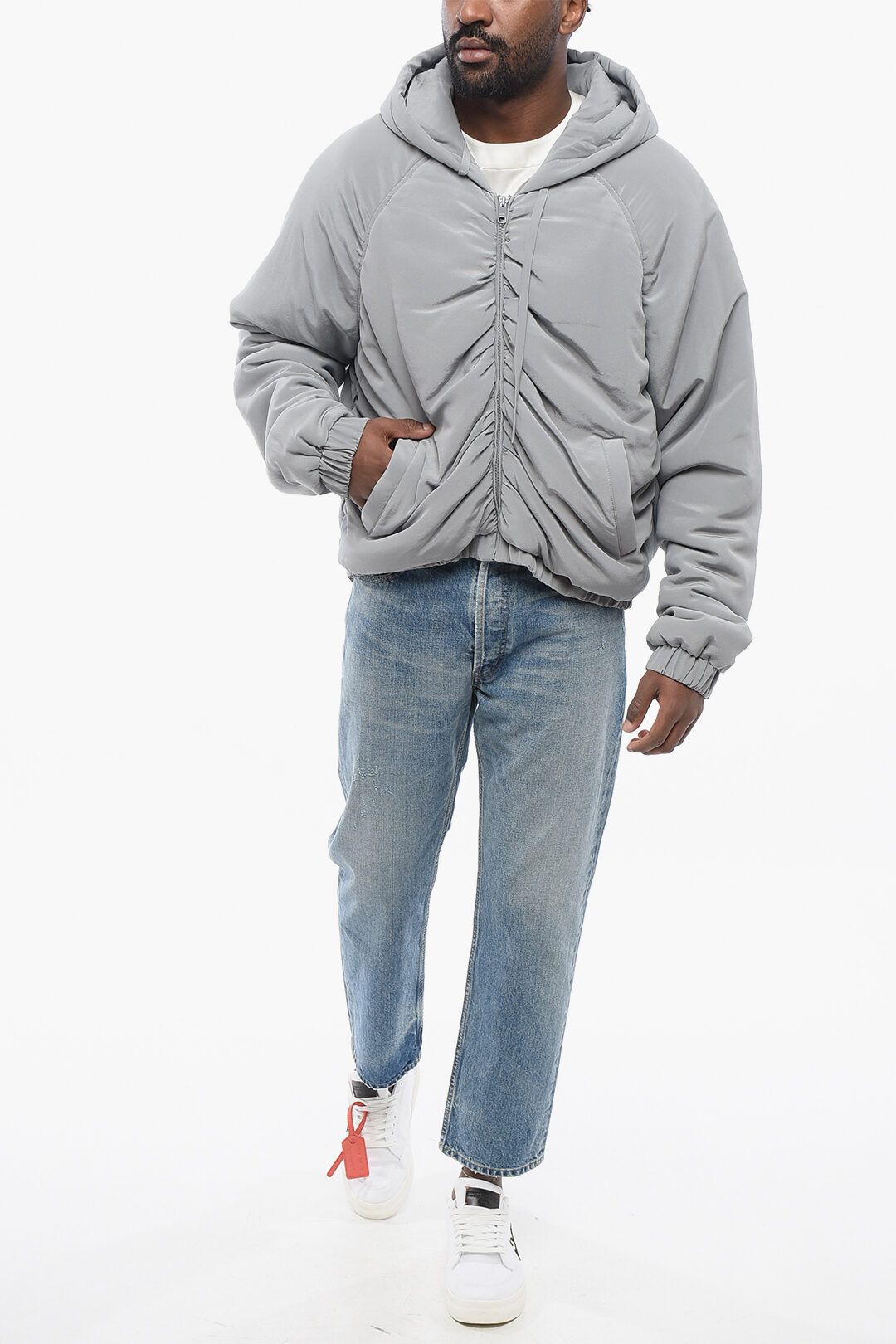 Dolce & Gabbana og1mm0825 Padded Silk Hoodie in Grey Size US L / EU 52-54 / 3 - 4 Thumbnail