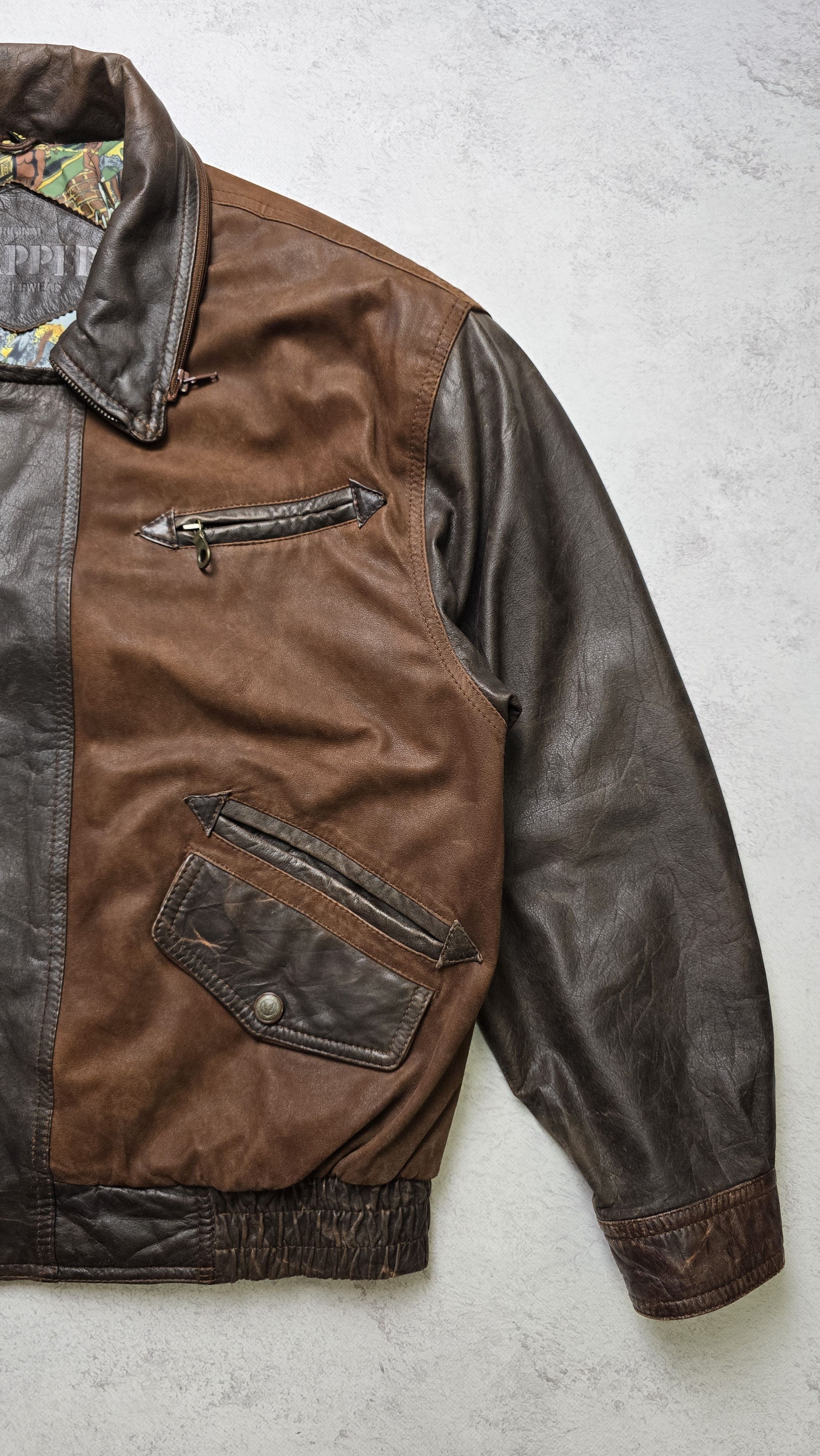 Chevignon VTG Leather Bomber Jacket Brown Bahamas Lining Aviator Heavy Size US L / EU 52-54 / 3 - 12 Thumbnail