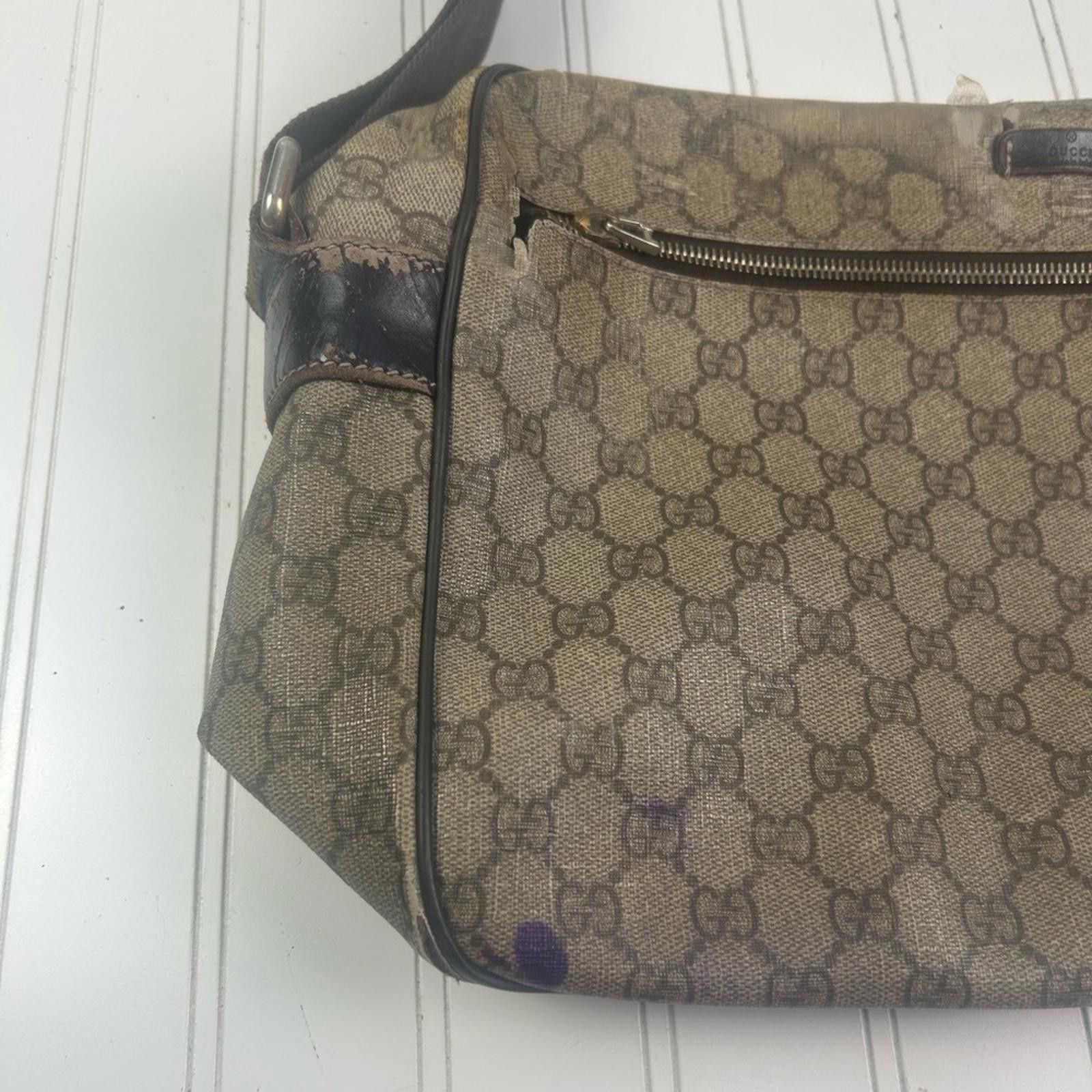 Gucci Gucci Vintage Beige Ebony Crossbody Bag and Drawstring Size ONE SIZE - 9 Thumbnail
