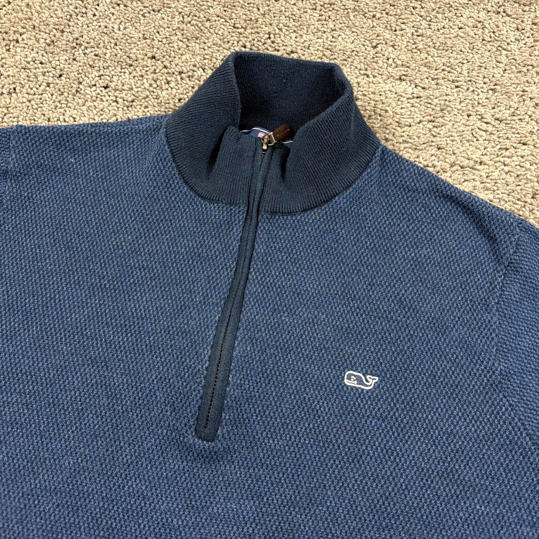 Vineyard Vines Vineyard Vines Sweater Mens L Blue Knit 1/4 Zip Mock Logo Wool Long Sleeve Beck Logo Size US L / EU 52-54 / 3 - 2 Thumbnail