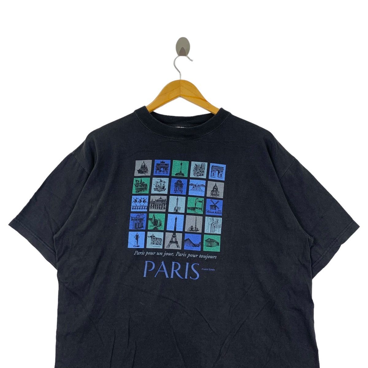 Vintage Vintage PARIS FRANCE ESTELLE City Illustration Tee Shirt Size L / US 10 / IT 46 - 2 Thumbnail
