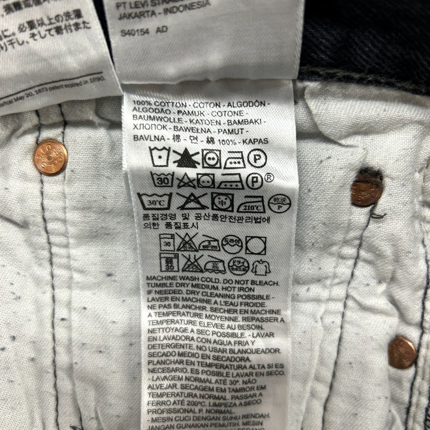 Levi's Levi's 501 Jeans Mens 34x32 Black Regular Fit Straight Leg Denim Button Fly Vintage Retro Group: Levi's 501 Series Jeans Size US 34 / EU 50 - 4 Thumbnail