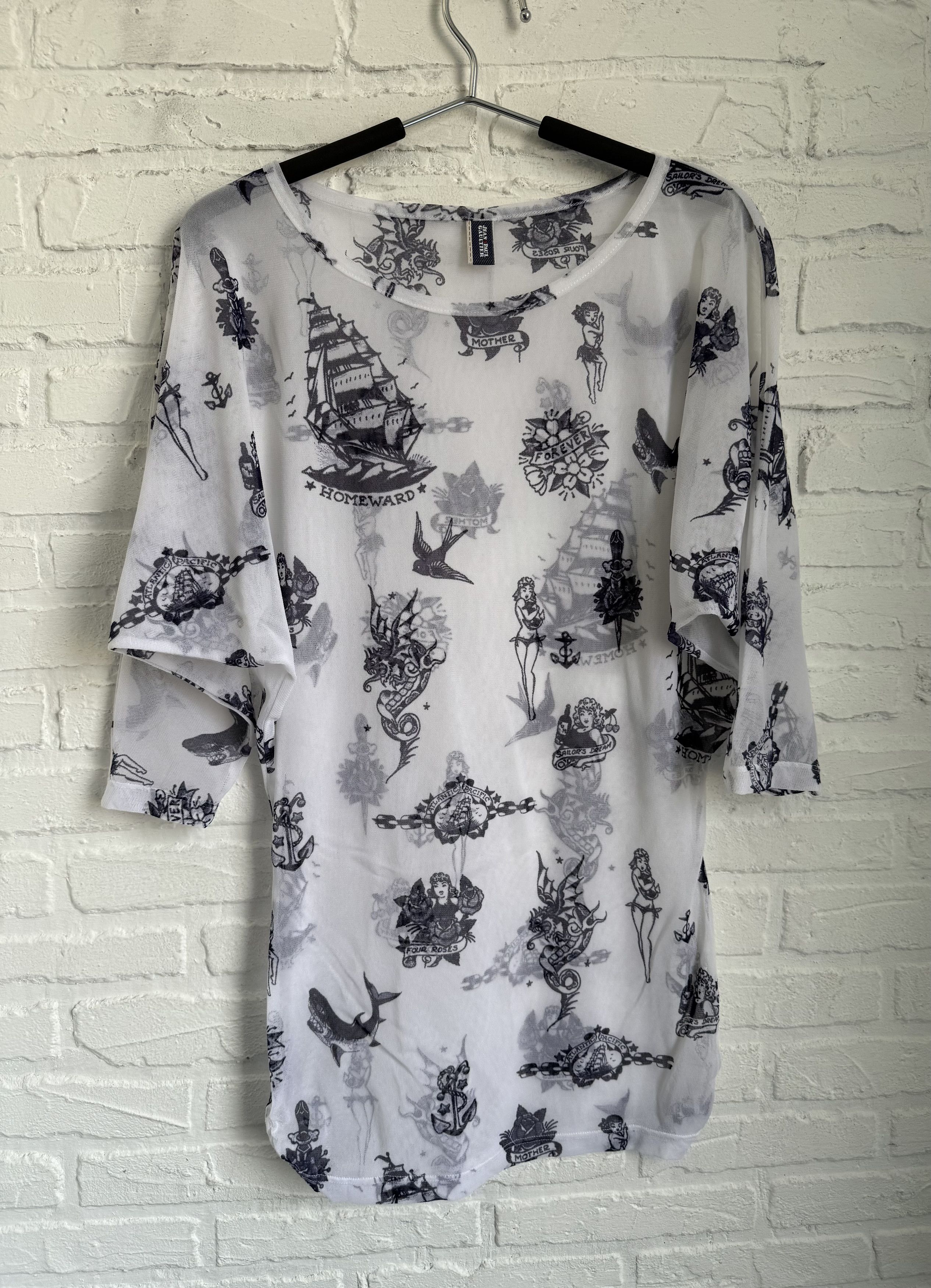 Jean Paul Gaultier Jean Paul Gaultier Archive Mesh Tattoo Nautical Print Top Size S / US 4 / IT 40 - 1 Thumbnail