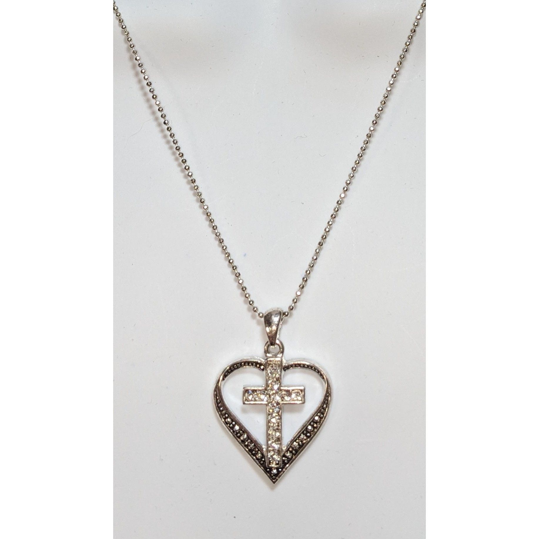 Other Religious Heart-Shaped Cross Pendant Necklace With Rhineston Size ONE SIZE - 5 Thumbnail