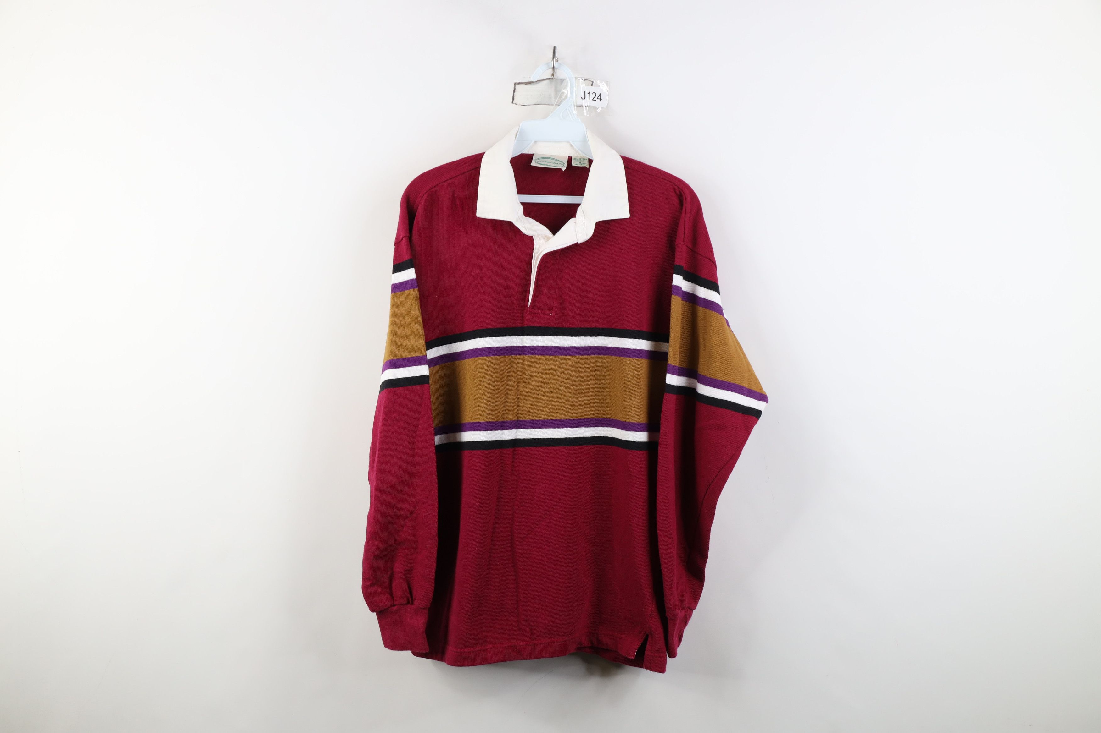 Vintage Vintage 90s Streetwear Block Knit Long Sleeve Rugby Polo Size US M / EU 48-50 / 2 - 1 Thumbnail