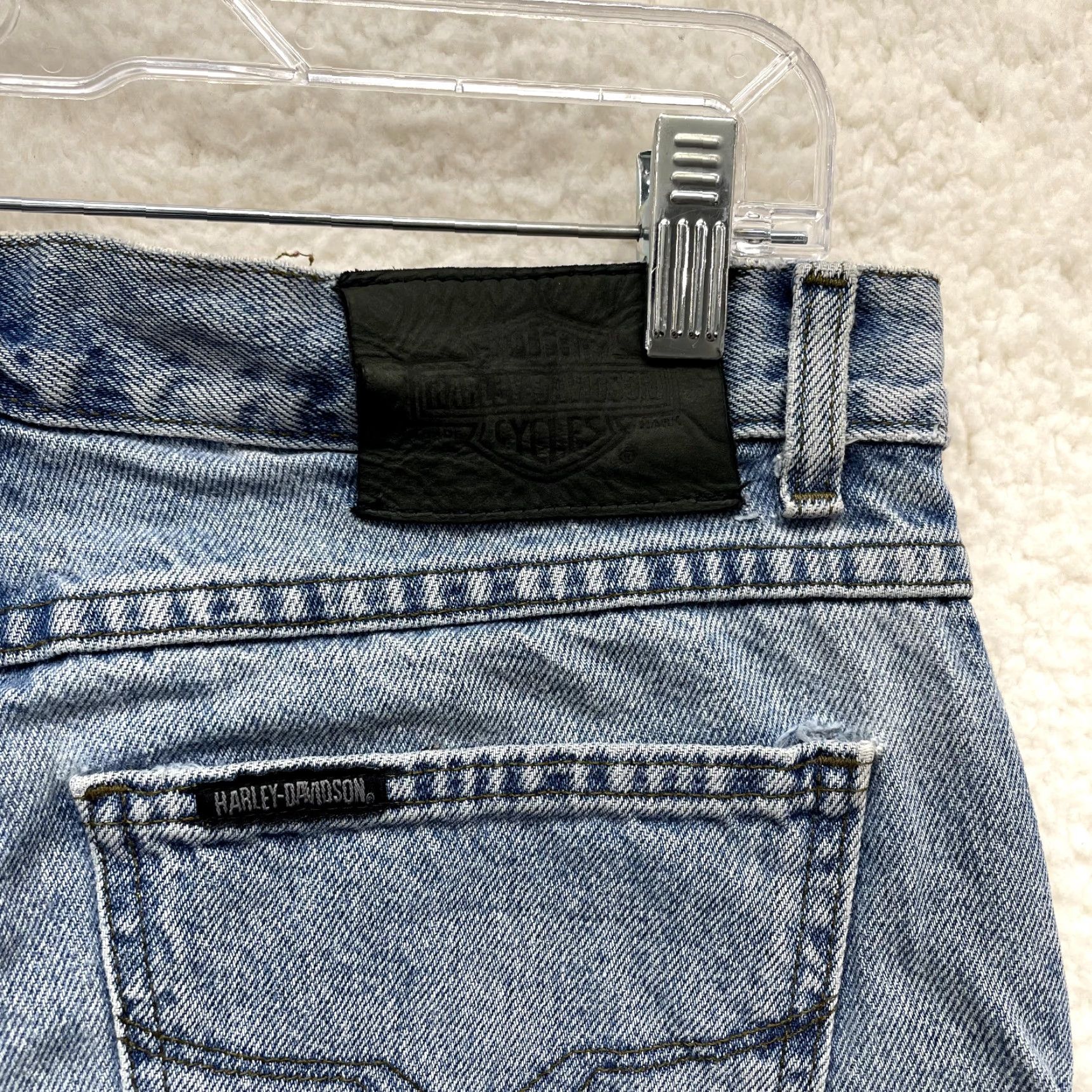 Harley Davidson VINTAGE Harley Davidson Jeans Bootcut Tall Womens 12 Long Light Wash Mid Rise Blue 1990s Mens? Size 34" / US 12 / IT 48 - 6 Thumbnail