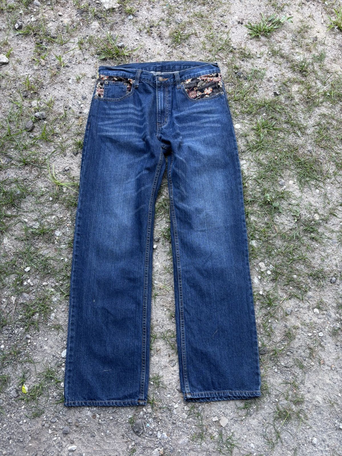 Japanese Brand Japanese Sukajan Raijin & Fujin Denim Jeans Size US 33 - 2 Thumbnail