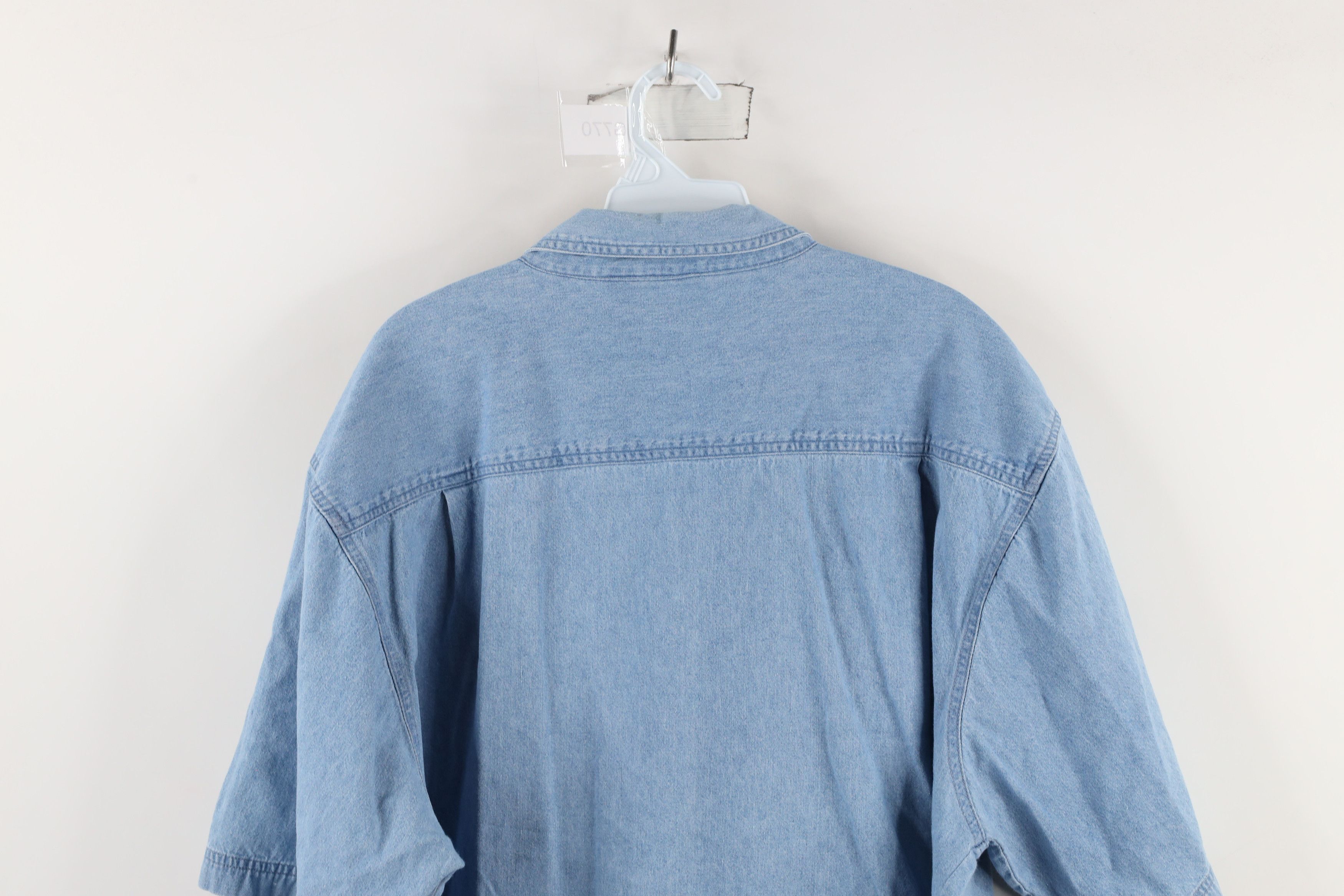 Vintage Vintage 90s Streetwear Short Sleeve Denim Button Down Shirt Size US XXL / EU 58 / 5 - 9 Thumbnail