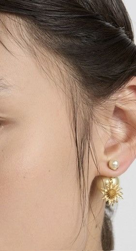 Dior DIOR TRIBALES EARRINGS Gold-Finish Metal and White Resin Size ONE SIZE - 2 Thumbnail