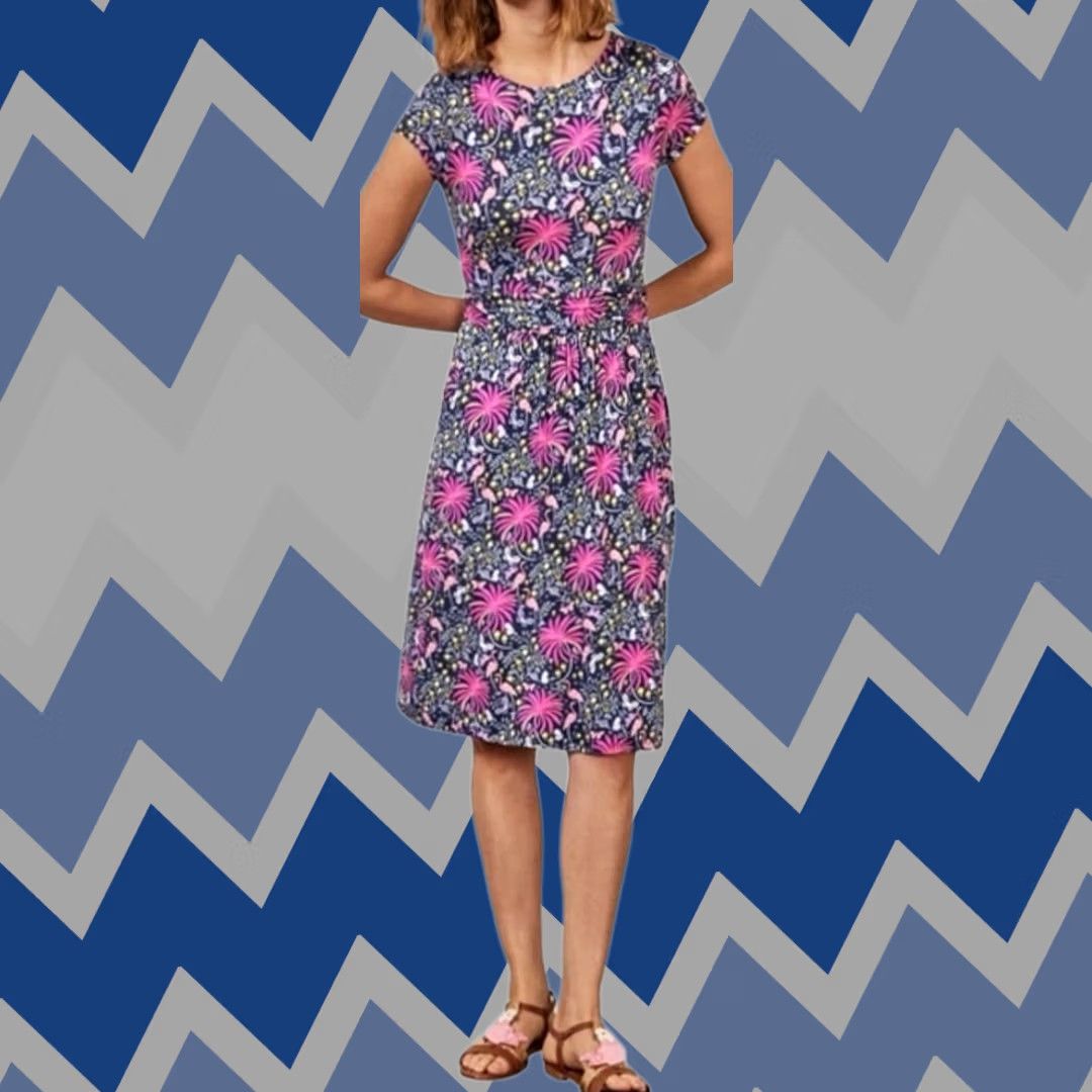 amelie jersey dress Boden Boden Floral Flamingo Tropical Navy Pink Multicolor Dress Robe amelie boden