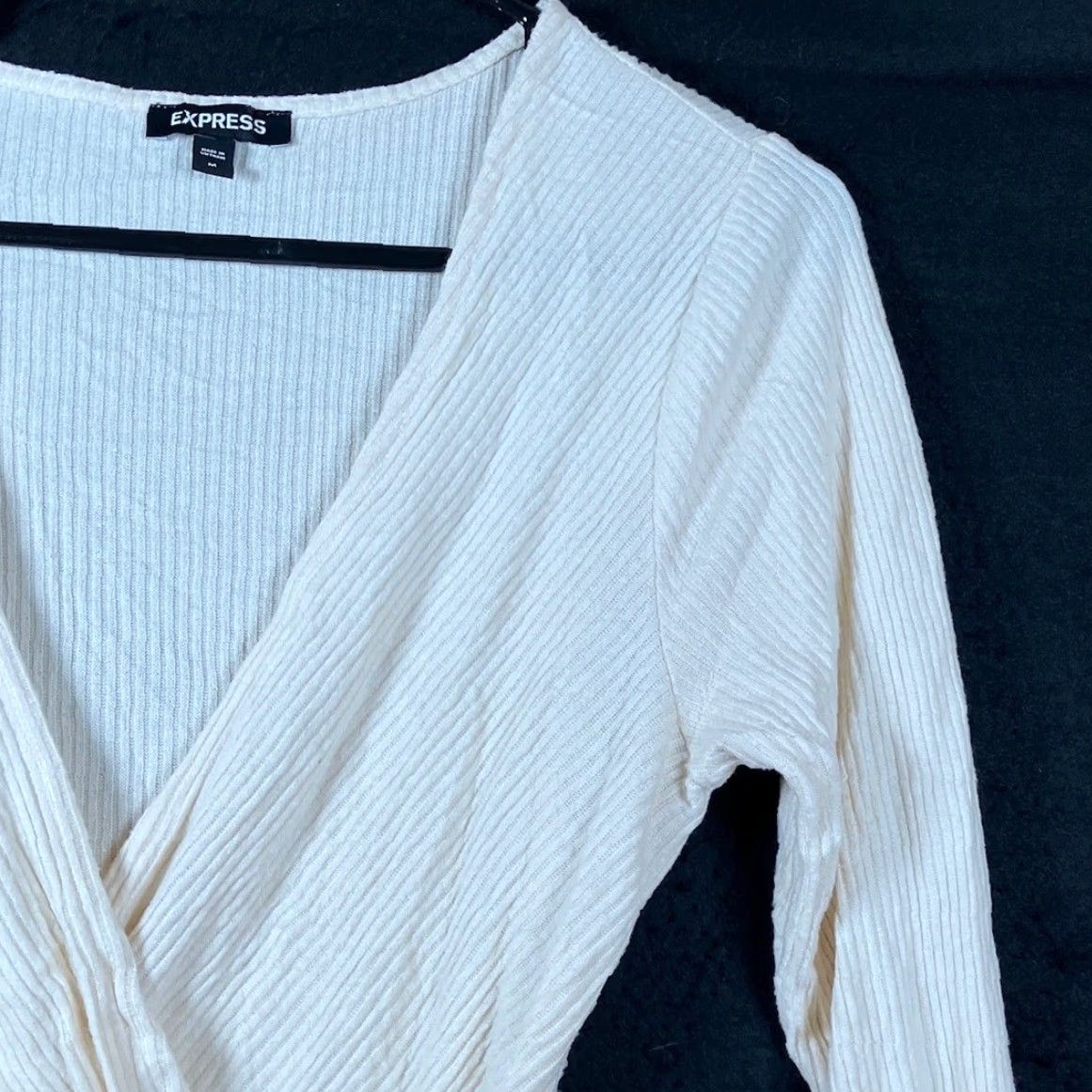 Express Express Women Sweater Cream Deep V Wrap Tie Waist Long Sleeve Knit Stretch M Size M / US 6-8 / IT 42-44 - 5 Thumbnail