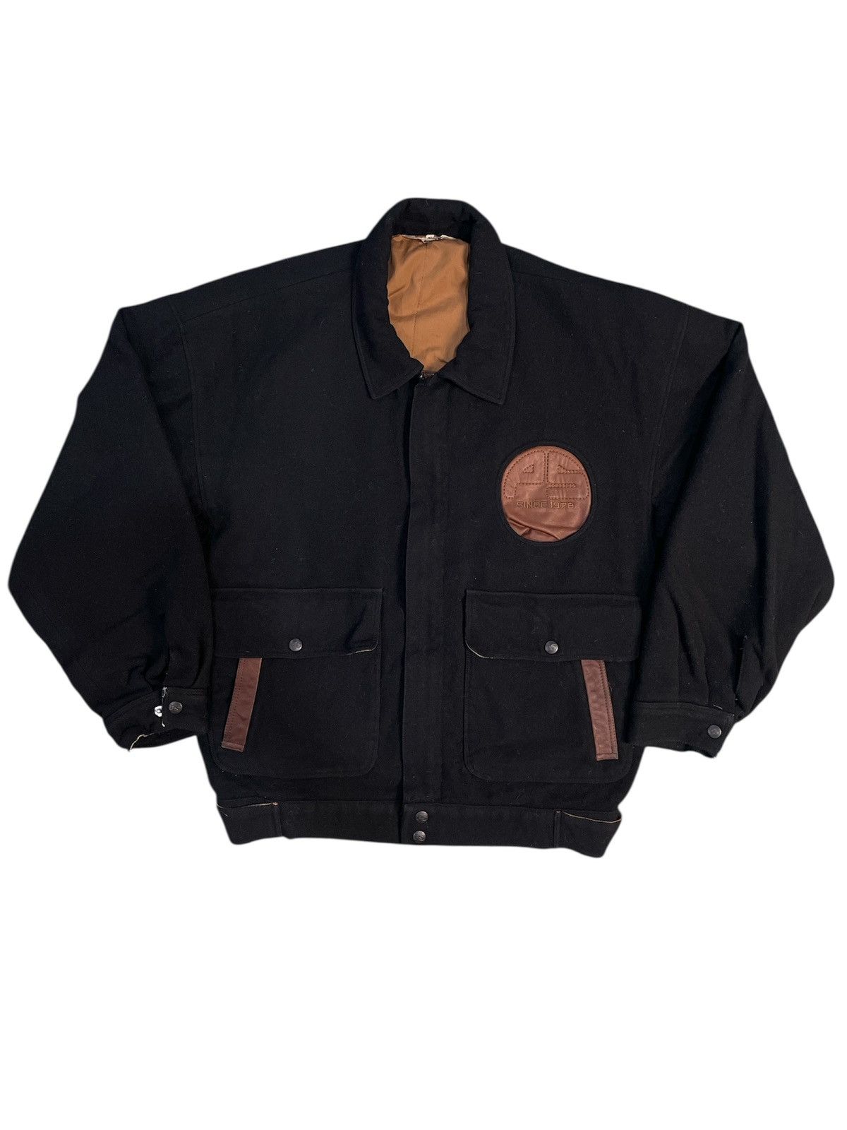 Vintage 1980s Pia Sport Wool Issey Miyake Leather Patch