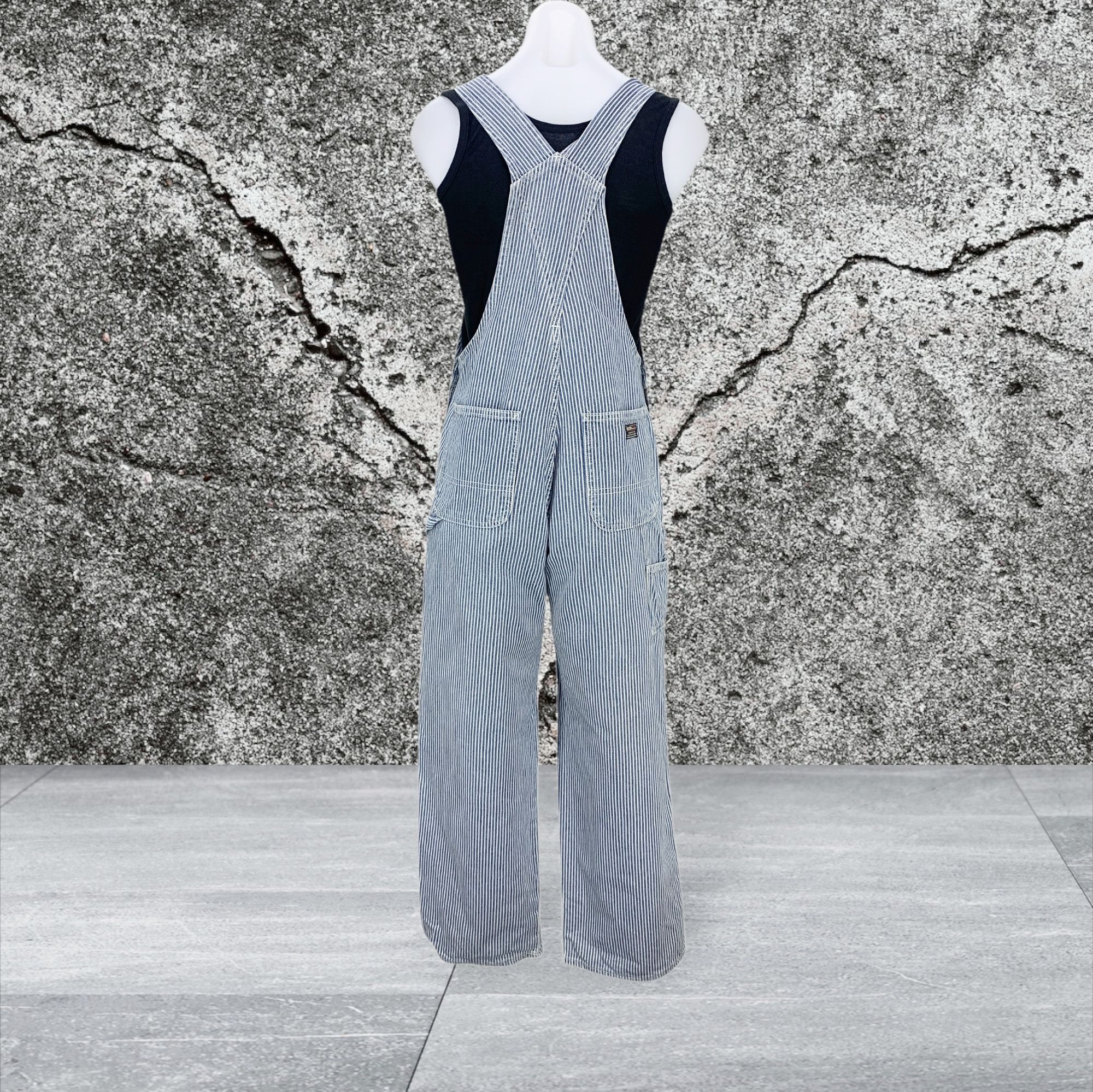 Vintage Bobson Carpenter Bib Overalls Hickory Stripes Size US 27 - 2 Thumbnail