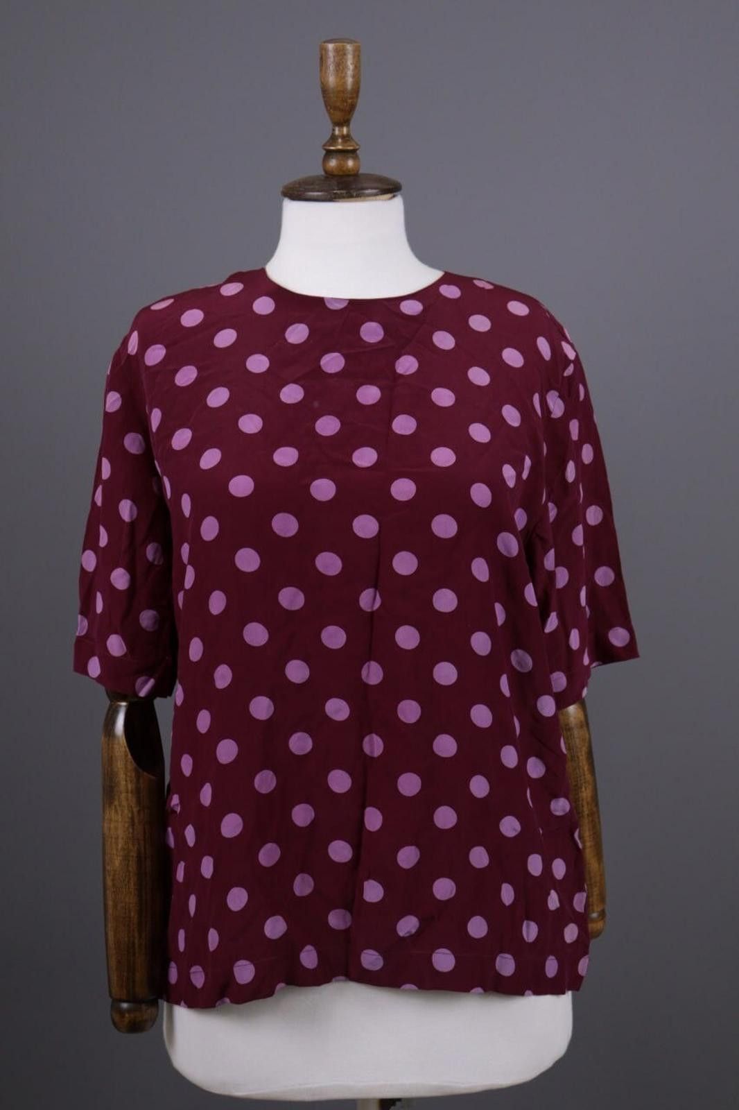 Polo Ralph Lauren Laurel Purple Polka Dot Silk Short Sleeve Top Shirt Size 42 Size M / US 6-8 / IT 42-44 - 1 Thumbnail