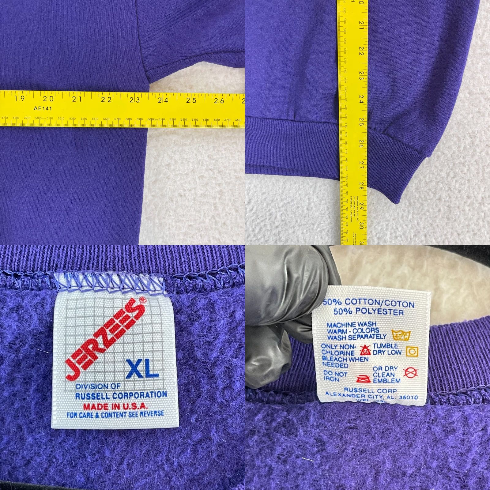 Jerzees Jerzees Sweater Mens XL Purple Embroidered Vintage Crew Neck City 80s 90s College Pullover Shirt Mens Size US XL / EU 56 / 4 - 8 Thumbnail