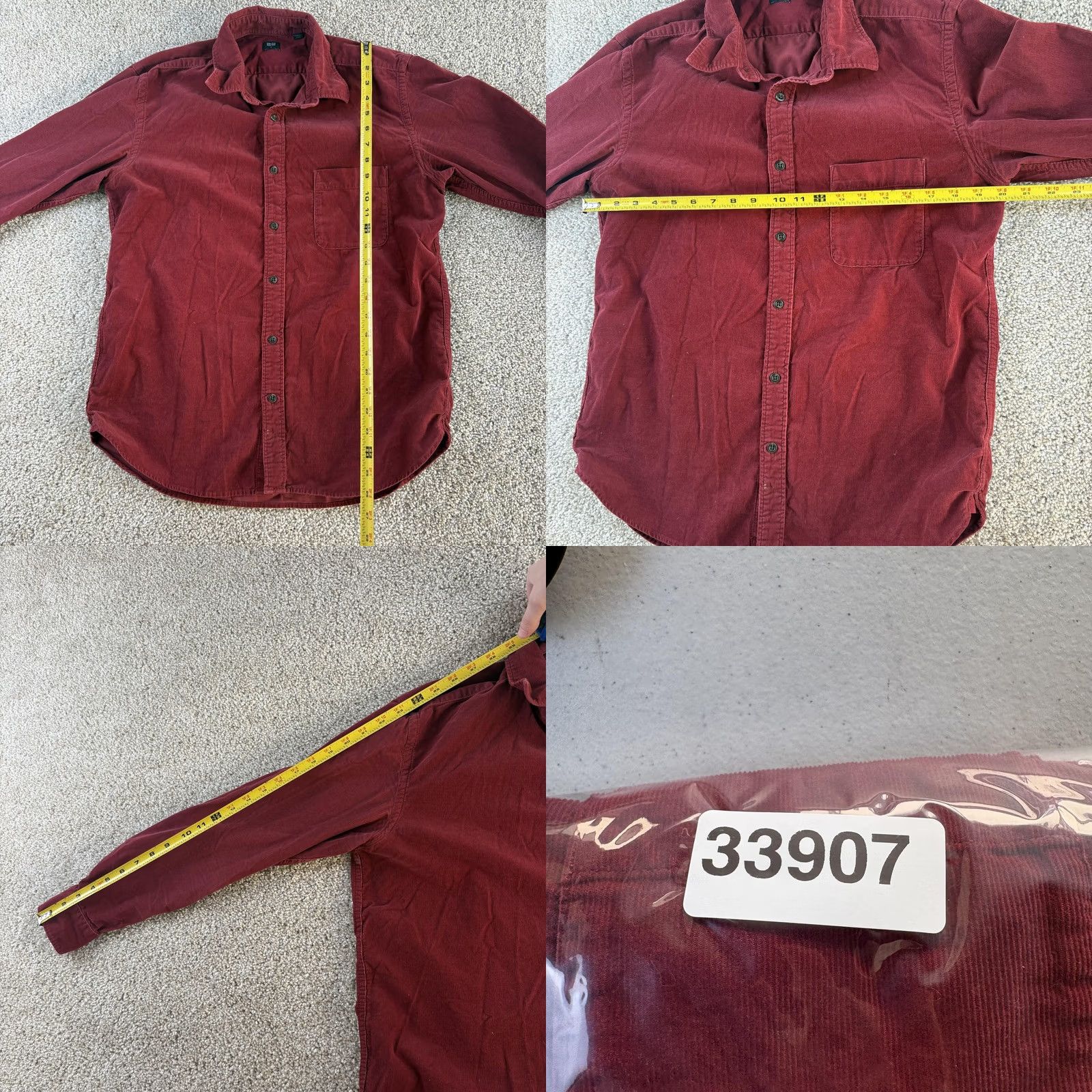 Uniqlo Uniqlo Shirt Mens Medium Red Solid Corduroy Long Sleeve Button Up Casual Size US M / EU 48-50 / 2 - 8 Thumbnail