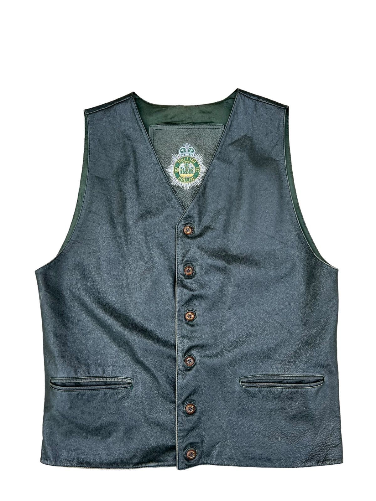 Leather Vintage Pollini Patina Leather Vest Size US L / EU 52-54 / 3 - 1 Thumbnail