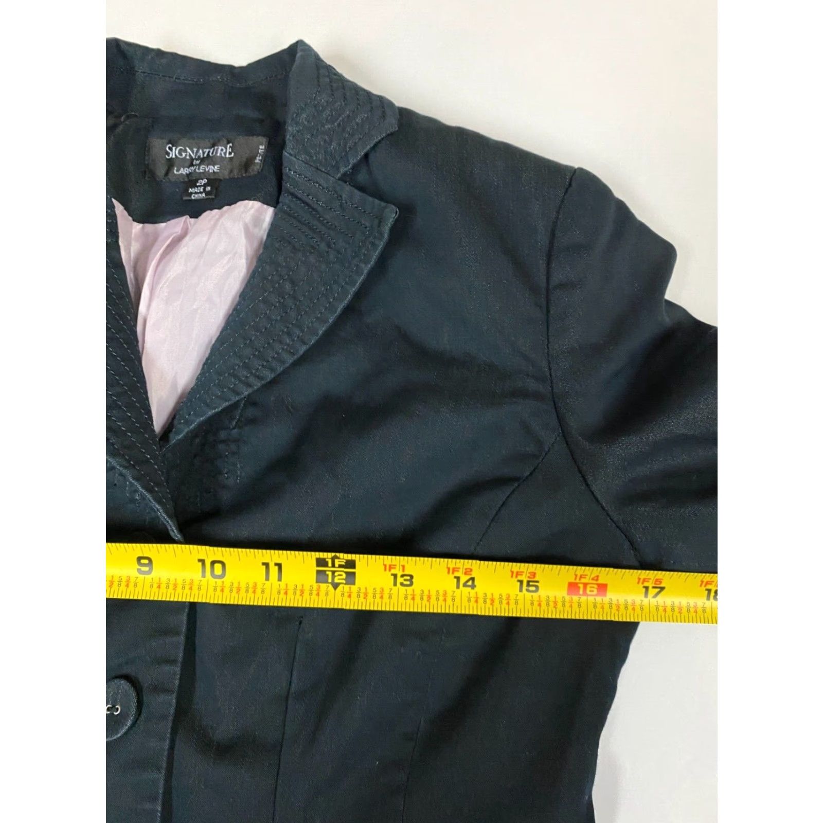 Vintage Signature by Larry Levine Womens Blazer 2P Petite Blue Notch Lapel Single-Breasted Wool Blend Tuxedo Lightweight Fall Winter Size XS / US 0-2 / IT 36-38 - 5 Thumbnail