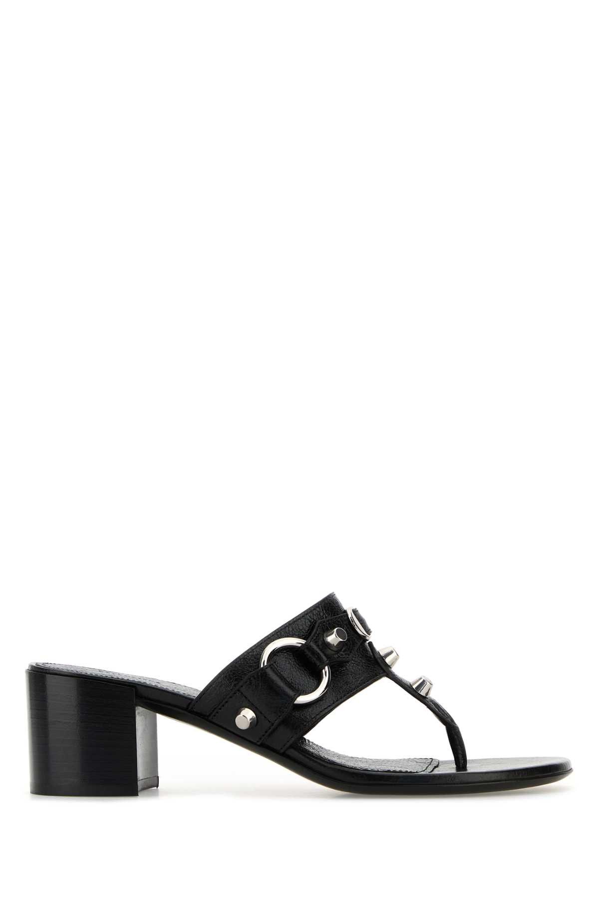Balenciaga Black Leather City Thong Mule Shoess Shoes, Women's (Size 11)