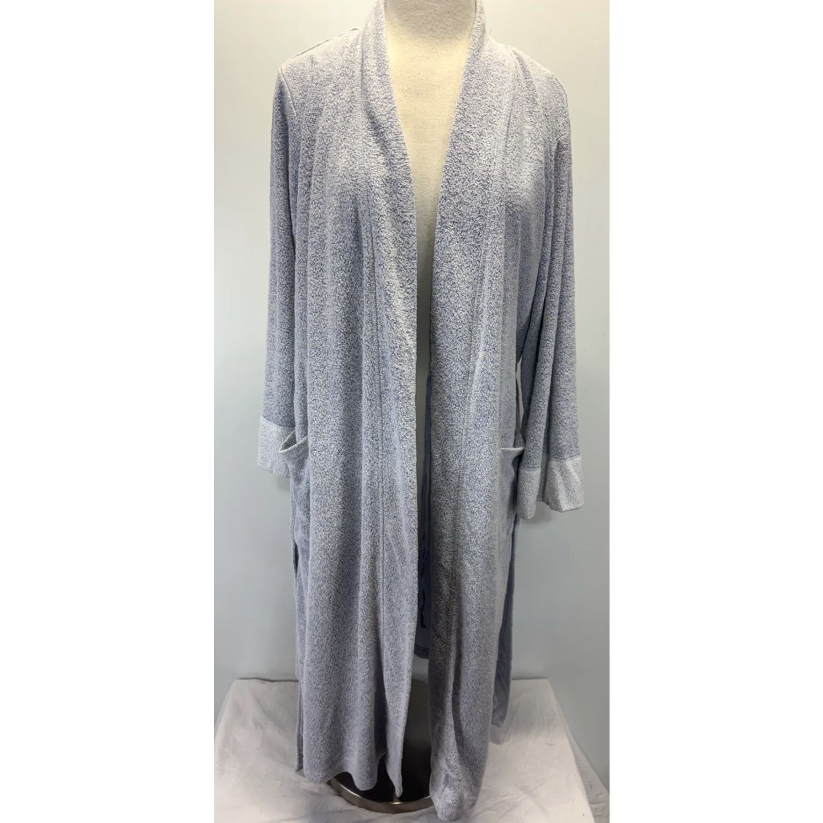 Vintage N by Natori Robe Women Sz Large Belted Terry Loungewear Sleepwear Blue Pockets Size ONE SIZE - 5 Thumbnail