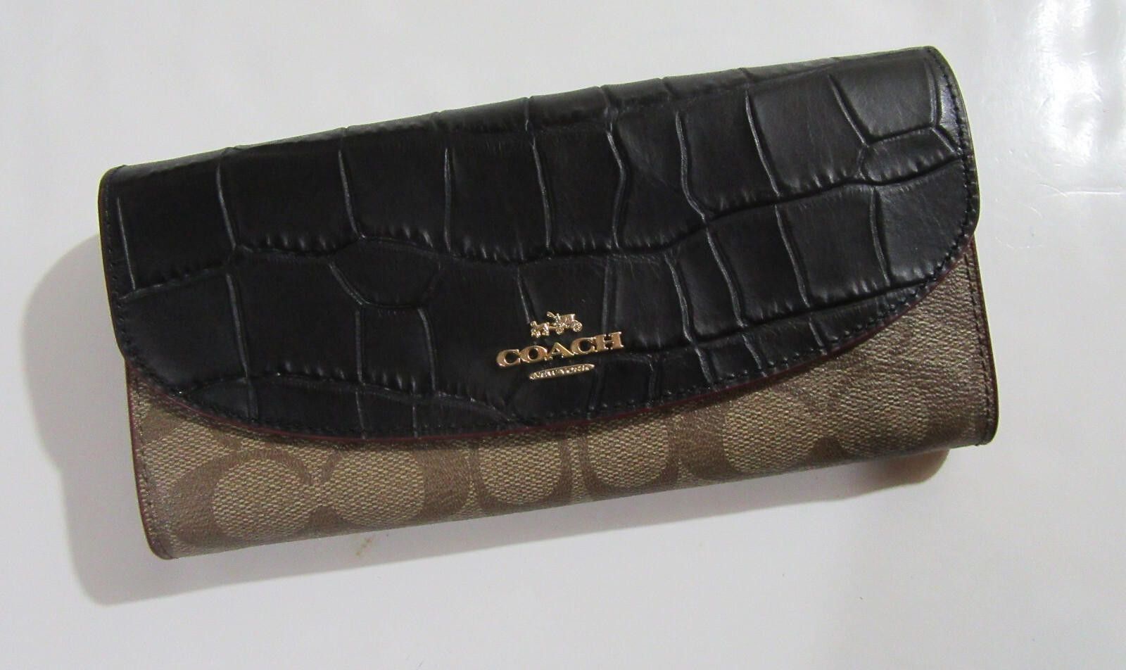 Coach Coach F24354 Signature Slim Envelope Wallet Khaki / Black Size ONE SIZE - 1 Thumbnail