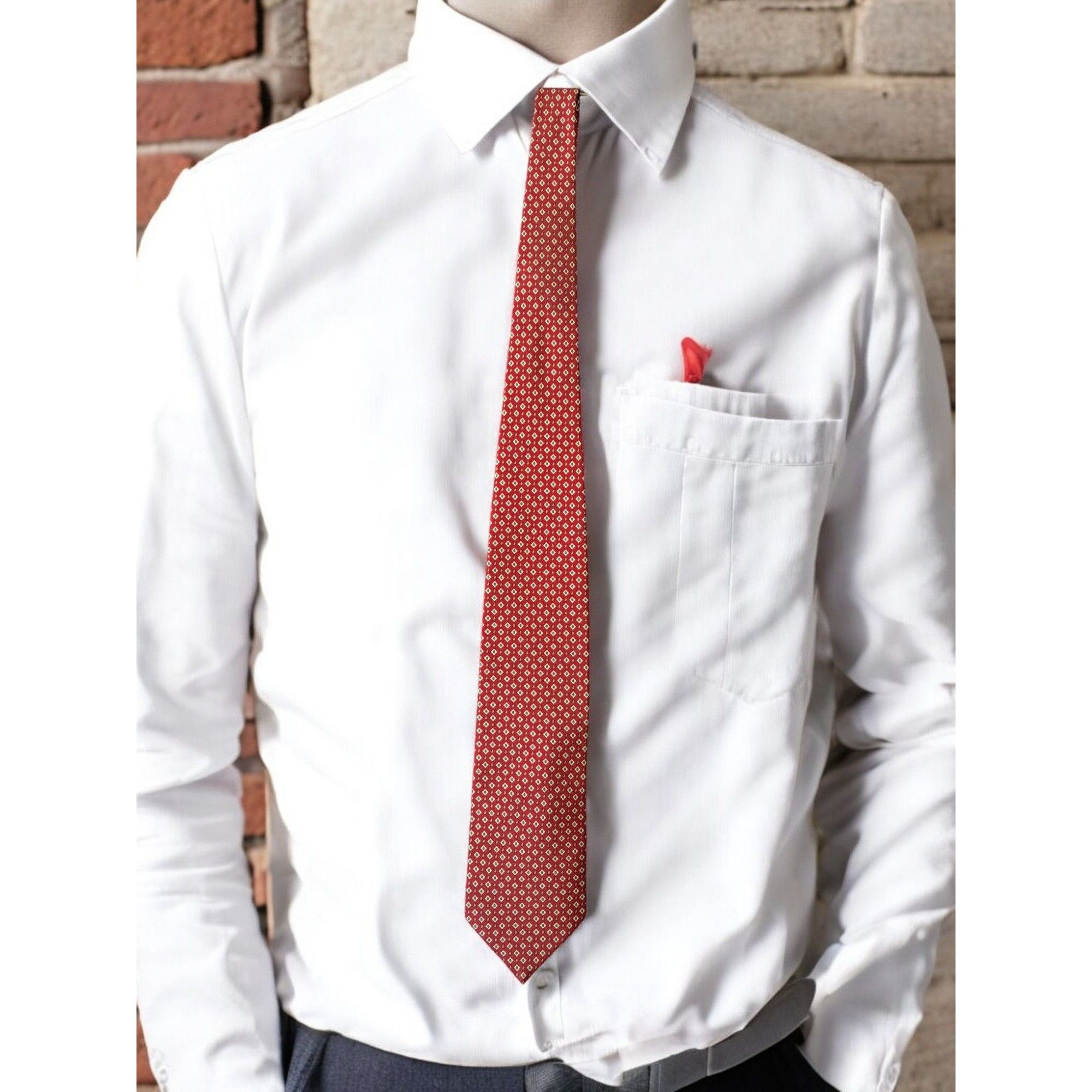 Vintage Vintage Giulio Randi Red Geometric Silk Tie – Made in Italy Size ONE SIZE - 1 Thumbnail