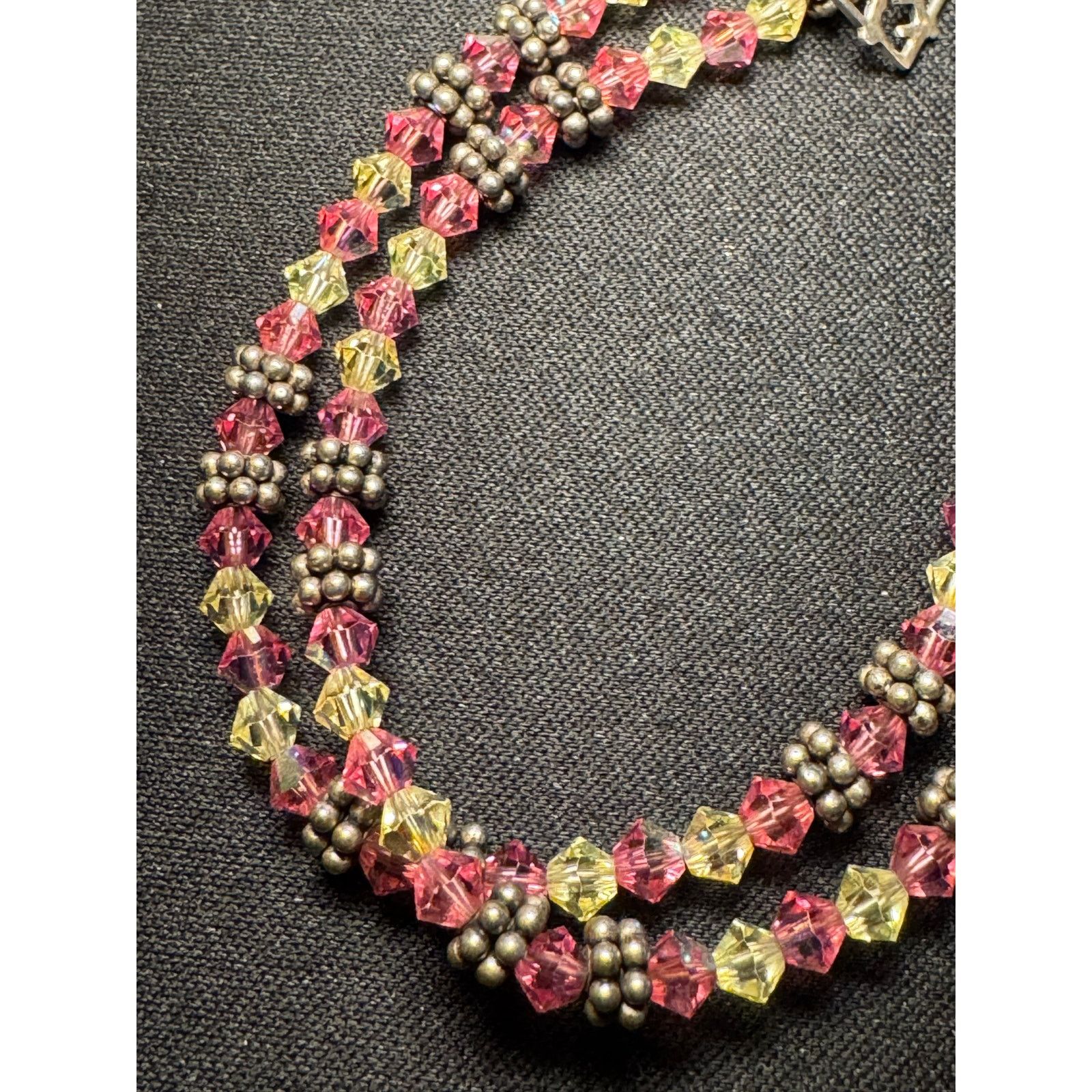 Other 925 Sterling Silver Double Row Pink & White Bracelet 6.5in Size ONE SIZE - 4 Thumbnail