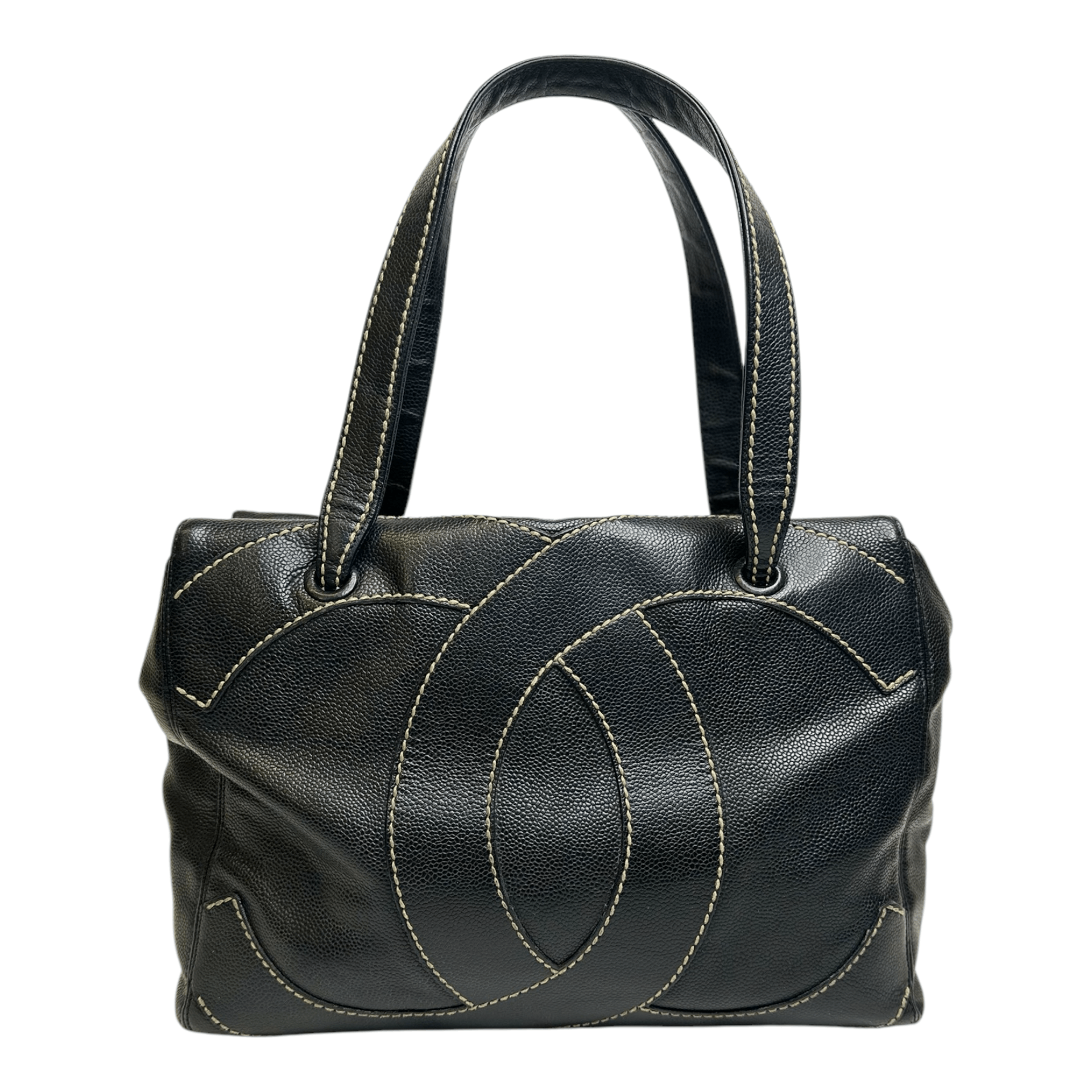 Chanel Chanel Caviar CC Stitched Medium Tote Black Size ONE SIZE - 1 Thumbnail