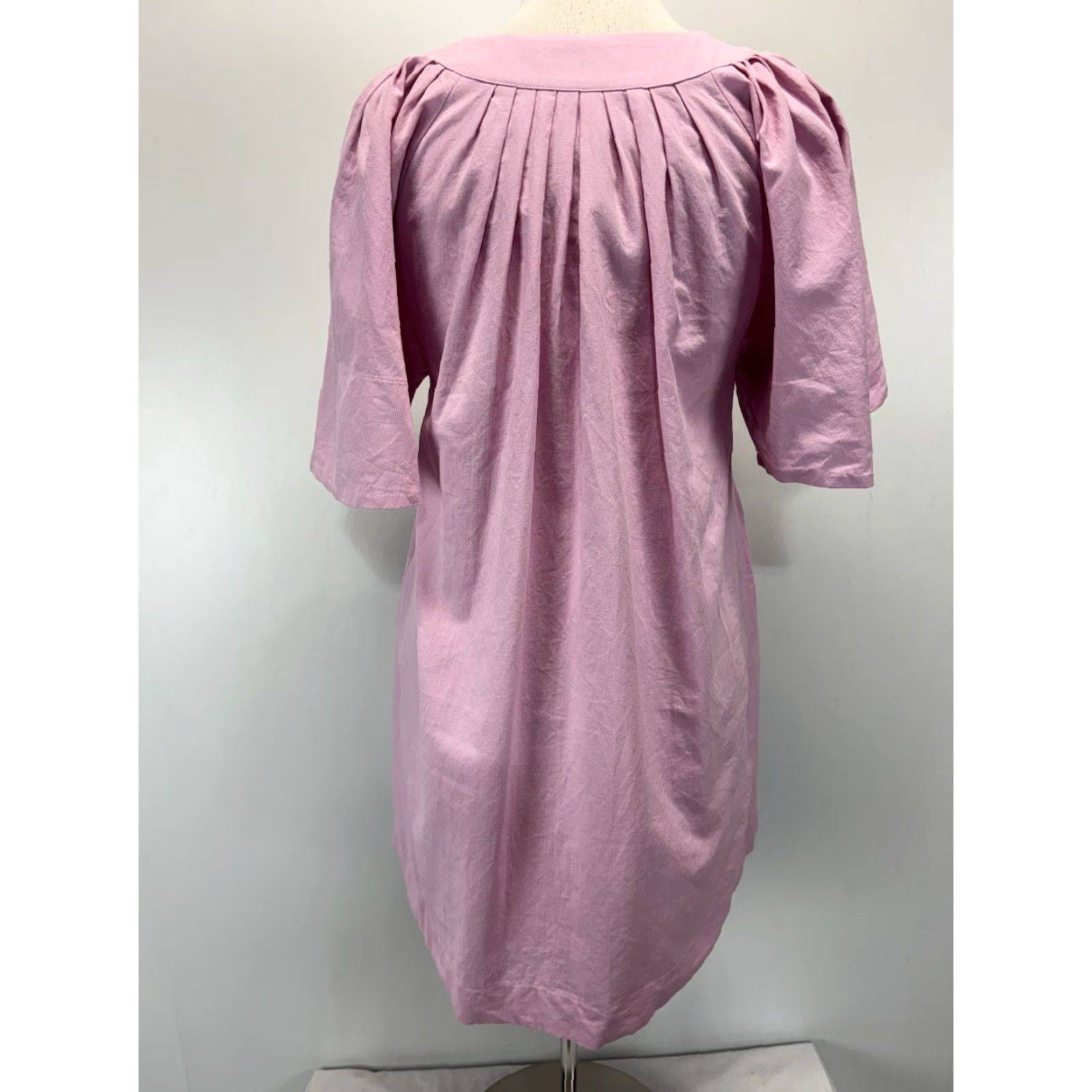 Vintage VINTAGE Pomander Place Finley Mini Dress XS Pink Cotton A-Line Flutter Sleeve Party/Cocktail Womens Size XS / US 0-2 / IT 36-38 - 3 Thumbnail