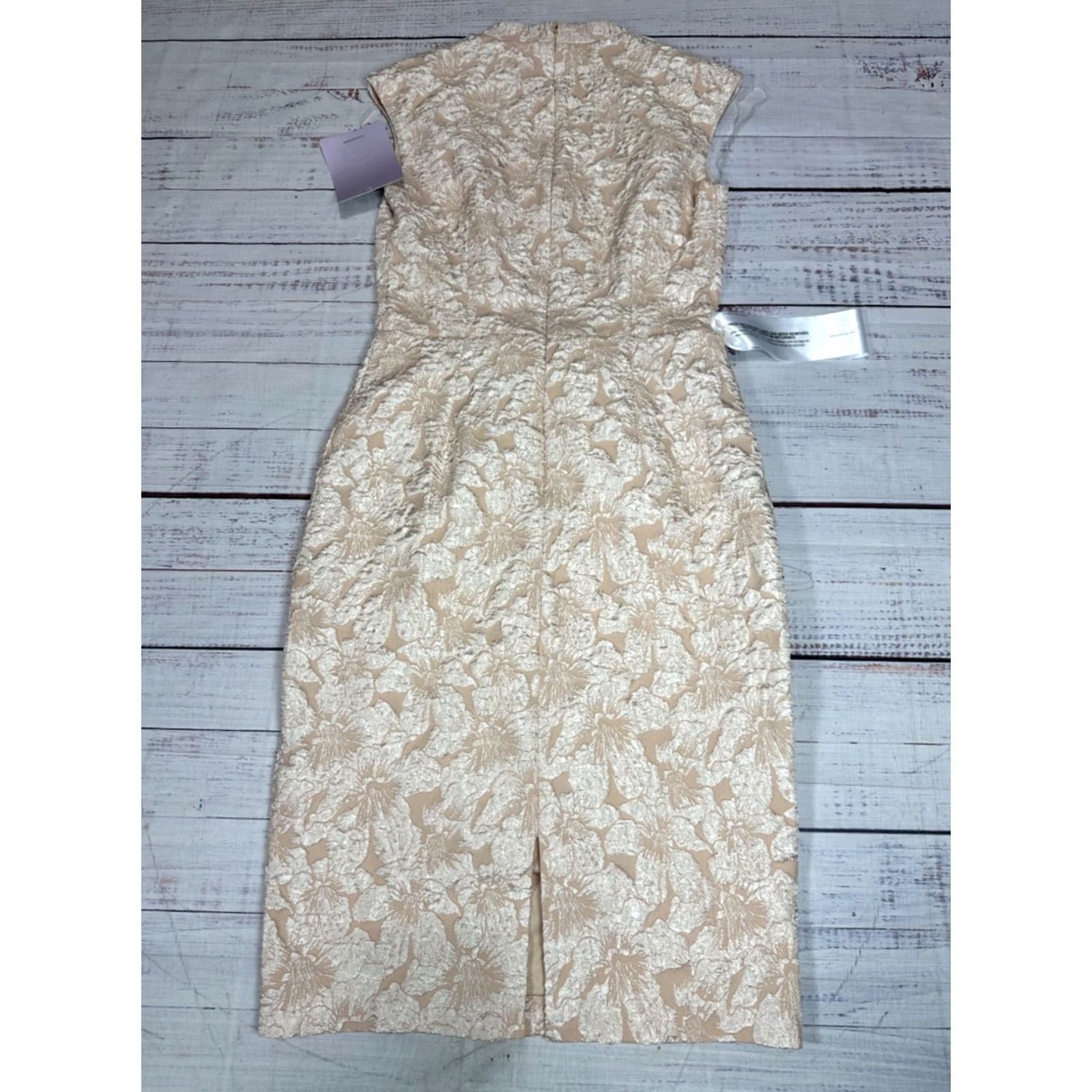 Vintage JS Collections Womens Emery Faux Wrap Sheath Dress Sz 4 Champagne Sleeveless New Size S / US 4 / IT 40 - 5 Thumbnail