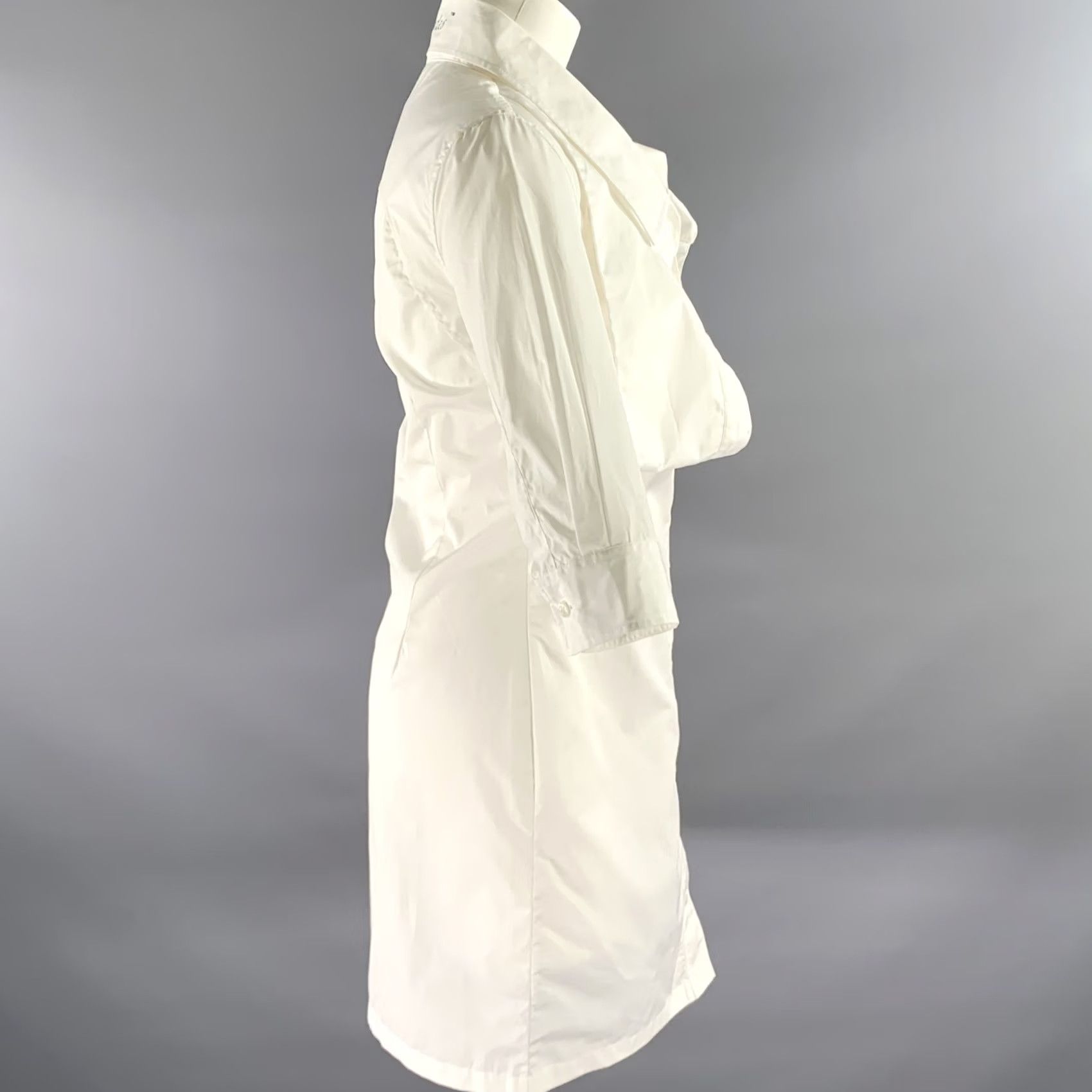 Lourdes LOURDES Size S White Cotton Button Up Knee-Length Dress Size S / US 4 / IT 40 - 3 Thumbnail