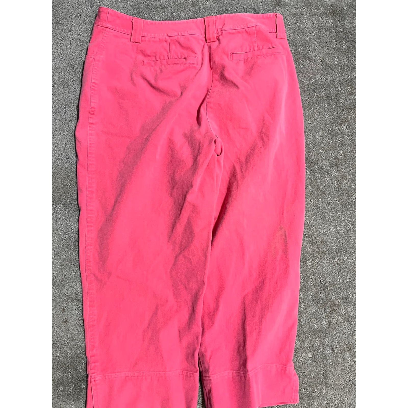Talbots VINTAGE Talbots Womens PetiteS High Rise Cropped Capri Wide Leg Pants 10P Pink Cotton Twill Front Flat Front Cropped Preppy Retro 25 in Inseam Womens Size 32" / US 10 / IT 46 - 3 Thumbnail