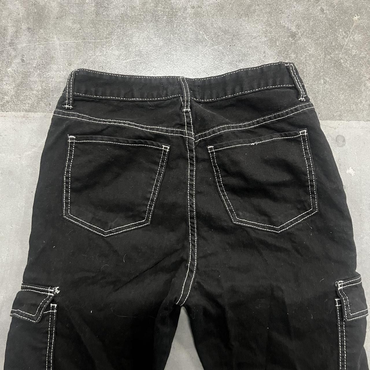 Japanese Brand × Vintage Vintage Y2K/2000s Baggy Grunge Cargo Black Denim Jeans! Size US 28 / EU 44 - 5 Thumbnail