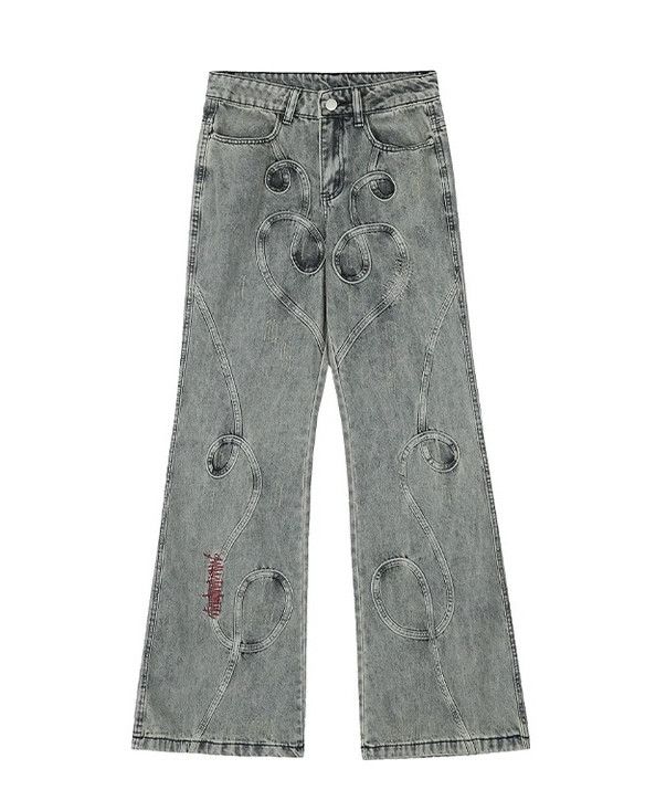 Jean Embroidered micro flare baggy jeans Size US 32 / EU 48 - 4 Thumbnail