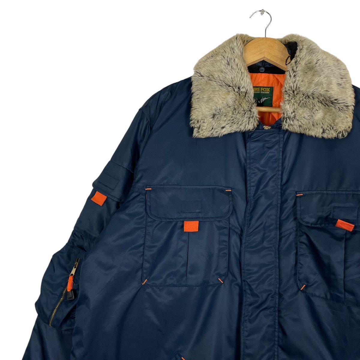 Japanese Brand × Vintage 💥FIRE FOX UTILITY FUR COLLAR NYLON JACKET Size US XL / EU 56 / 4 - 6 Thumbnail