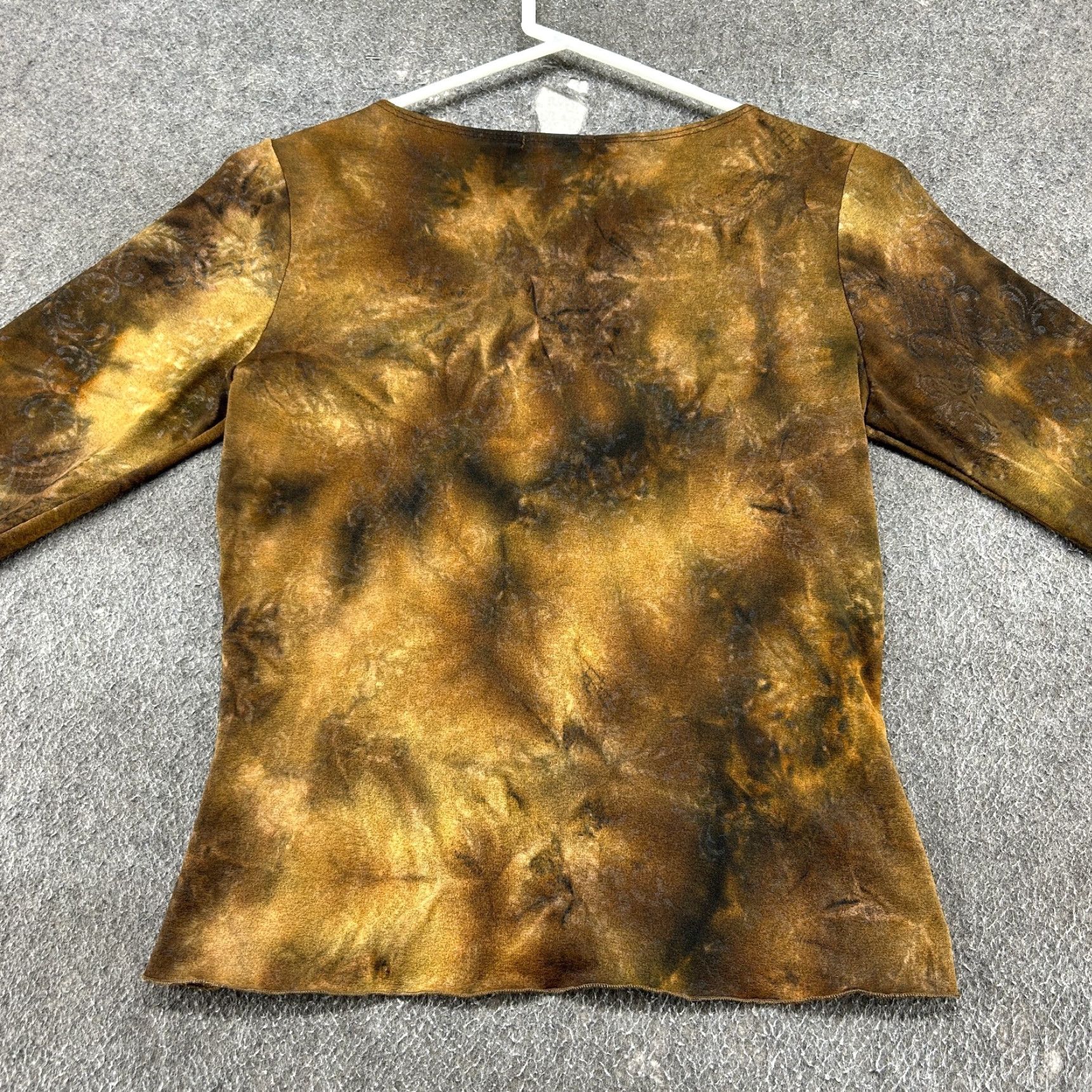 Catalina Natali Blouse Women L Brown USA Tie Dye Lace Up V-Neck Long Sleeve Grunge Fairy Size L / US 10 / IT 46 - 6 Thumbnail