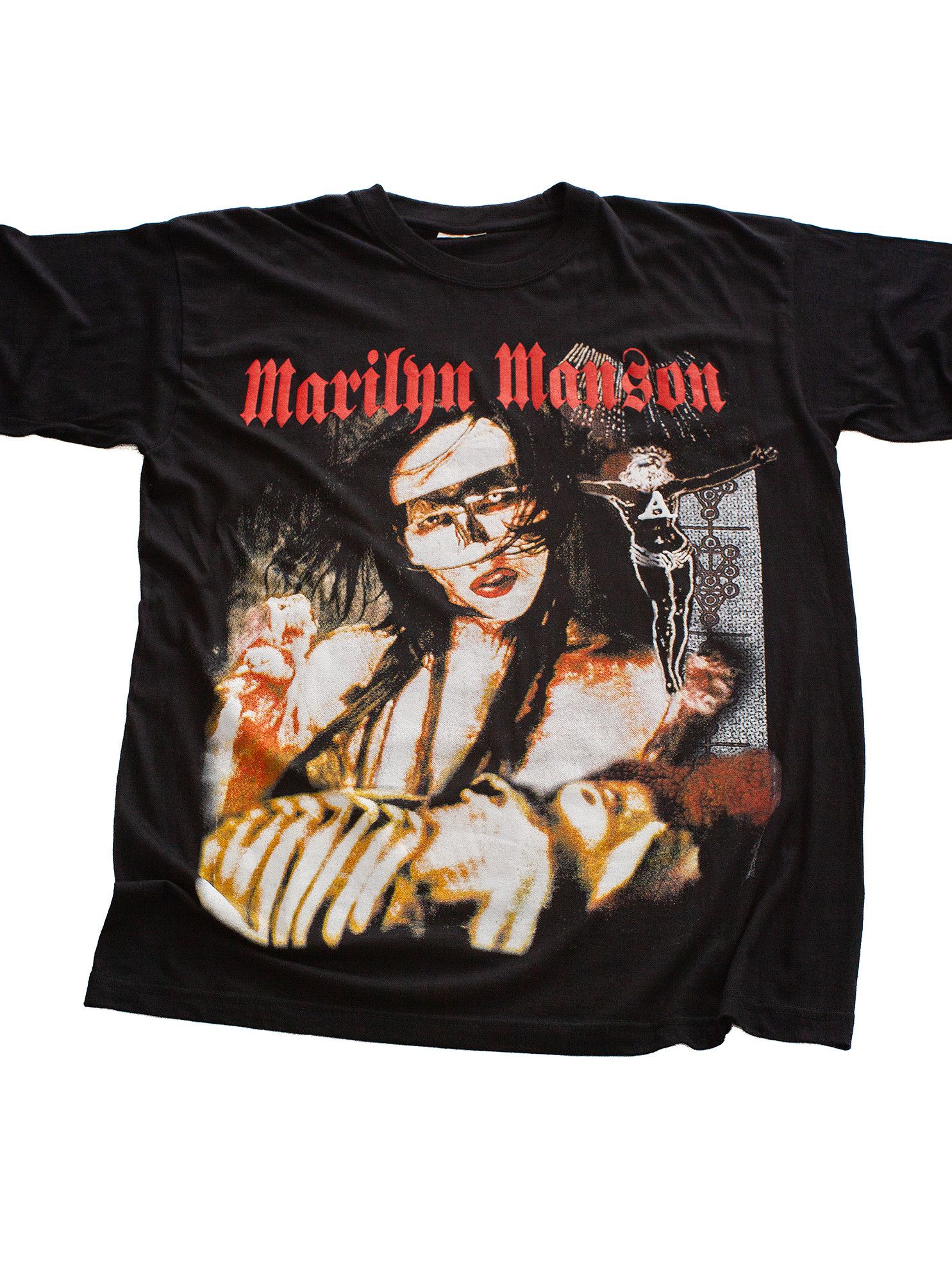 Band Tees Vintage Y2K / 2001 Marilyn Manson "Golden Mask" T-Shirt Size US XL / EU 56 / 4 - 1 Thumbnail