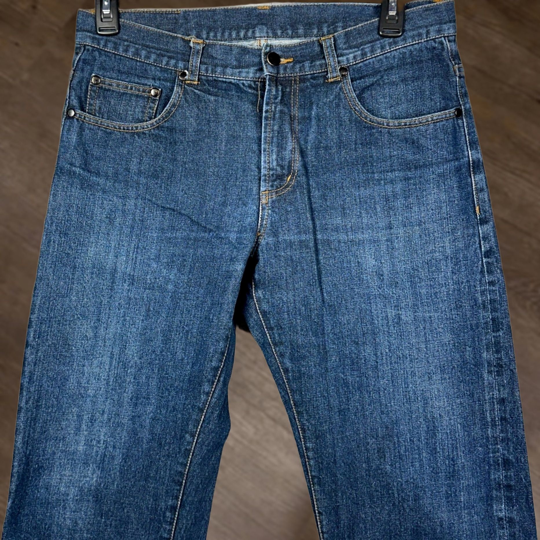 Vintage Torque Motorcycle Co. Mens Jeans Straight Blue Distressed 5 Pocket EUC Regular Inseam 28.5 Size US 32 / EU 48 - 1 Thumbnail