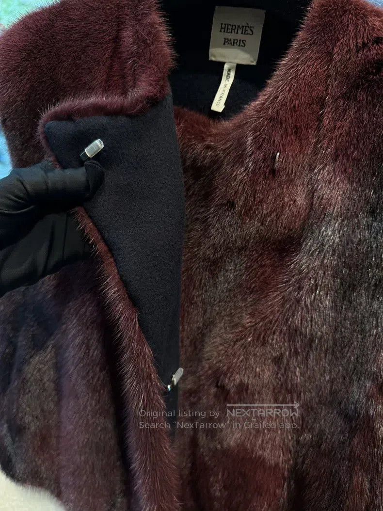 Hermes Hermes Wine Red Mink Fur Cashmere Vest/Clothing Size XS / US 0-2 / IT 36-38 - 3 Thumbnail