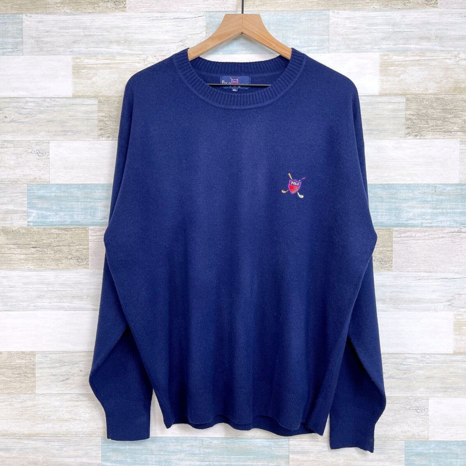 image of Polo Ralph Laurent Cashmere Sweater Blue Golf VTG Mens Xl