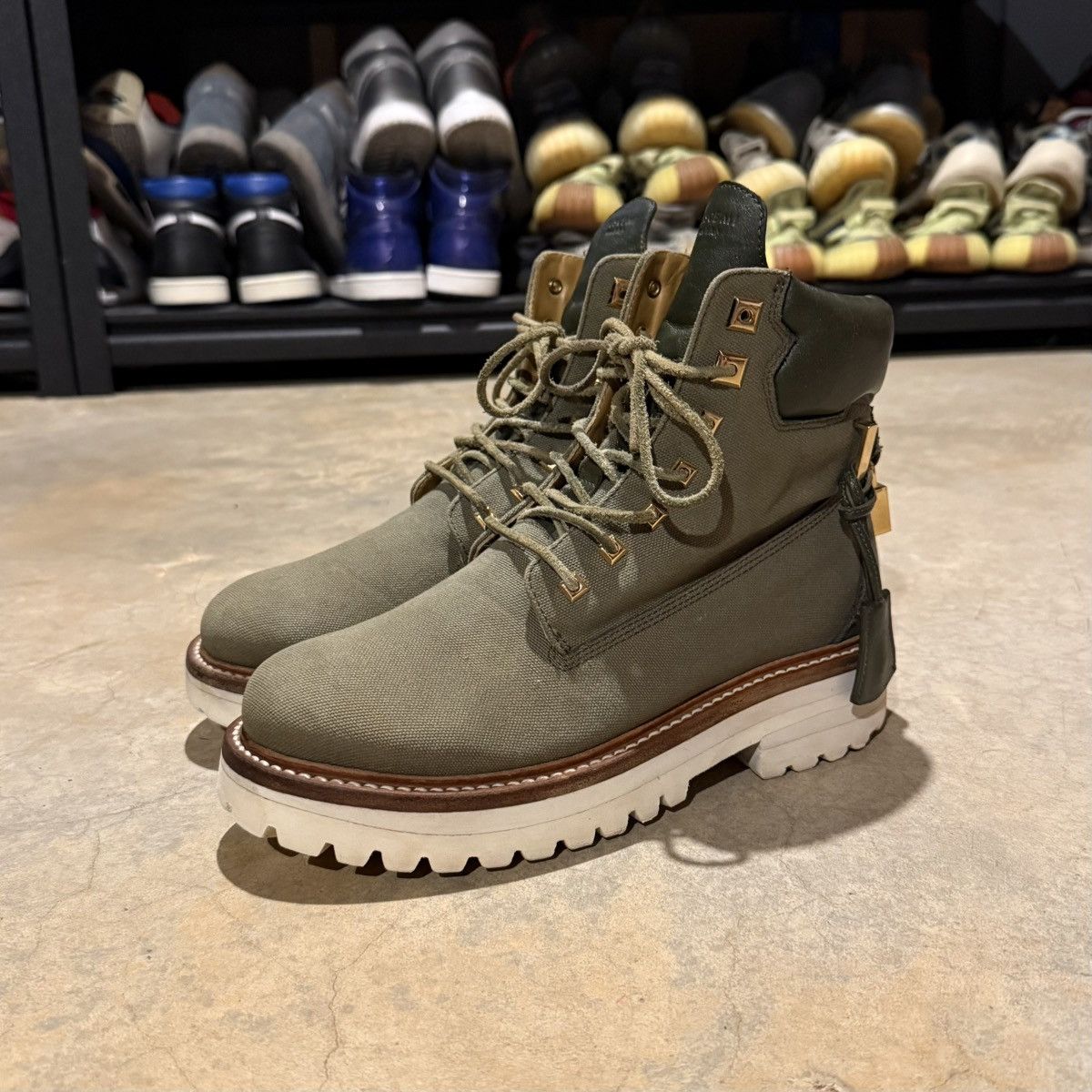 Buscemi Buscemi Canvas Site Hiking Combat Boot US 6 Olive Green Size US 6 / EU 39 - 2 Thumbnail