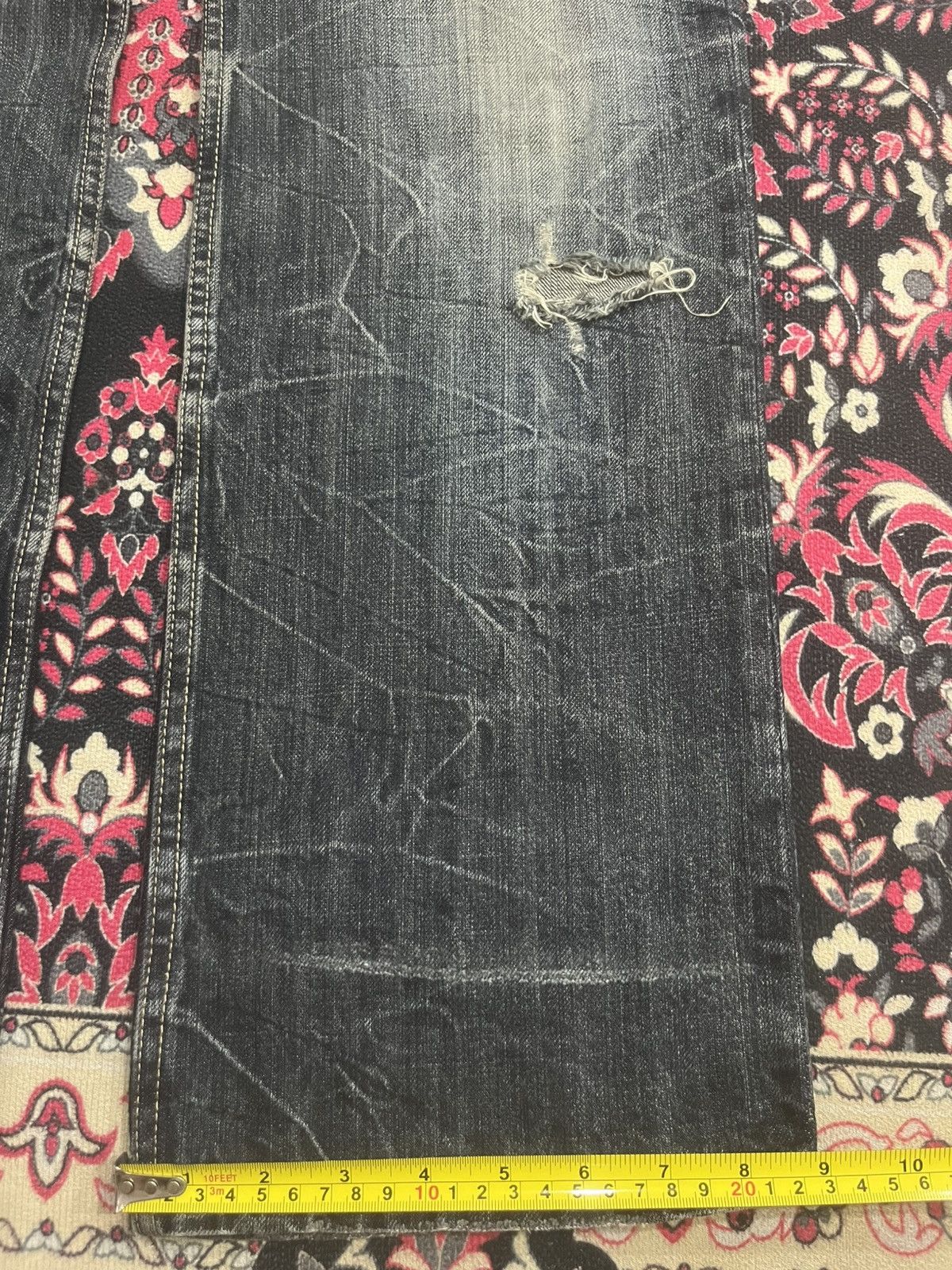 Le Grande Bleu (L.G.B.) Oririn Slogan Embroidered Thunder Washed Distressed Jeans Size US 34 / EU 50 - 14 Thumbnail