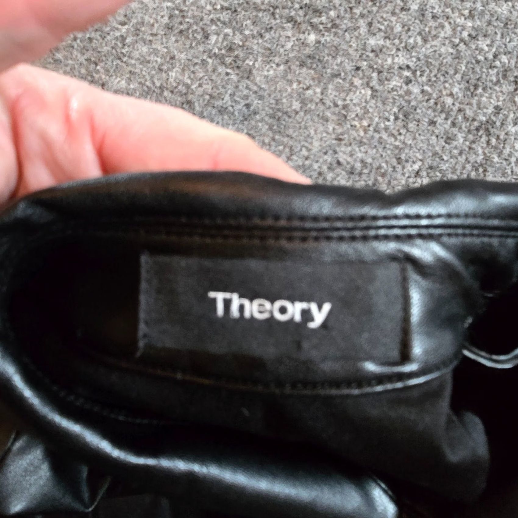 Theory Theory Top Womens Size Medium Black Vegan Leather Snap Button Belted Long Sleeve Blouse Size M / US 6-8 / IT 42-44 - 5 Thumbnail