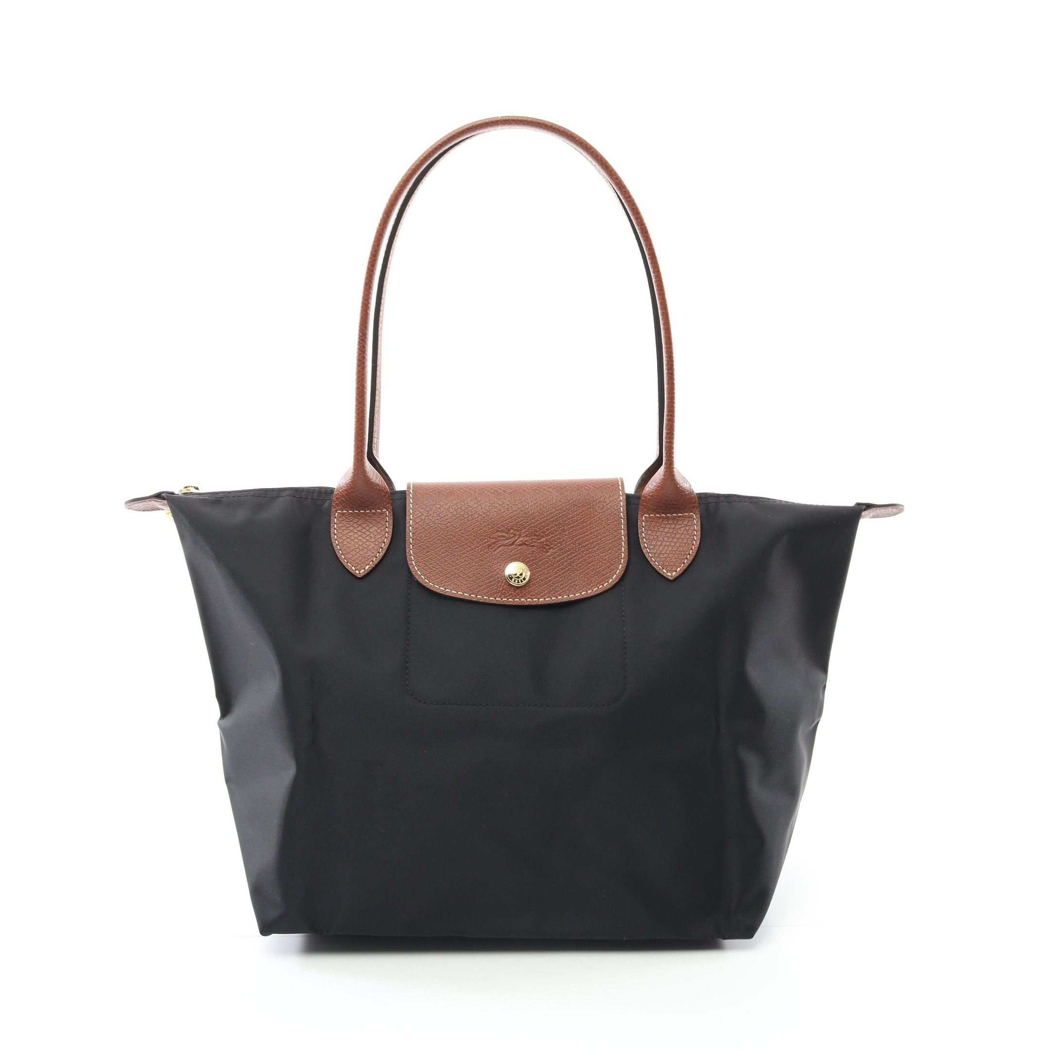 Longchamp Longchamp Le Pliage Original M Preage Shoulder Bag Tote Canvas Leather Black Brown Size ONE SIZE - 1 Thumbnail