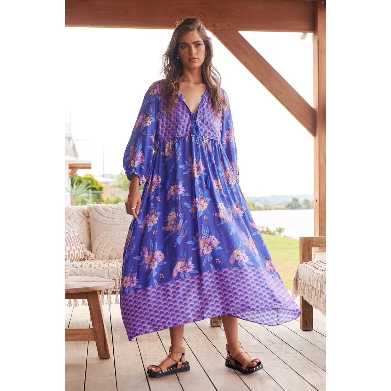 Anthropologie New Anthropologie Jaase Penny Indigo Dreams Midi Dress Large Size L / US 10 / IT 46 - 2 Thumbnail