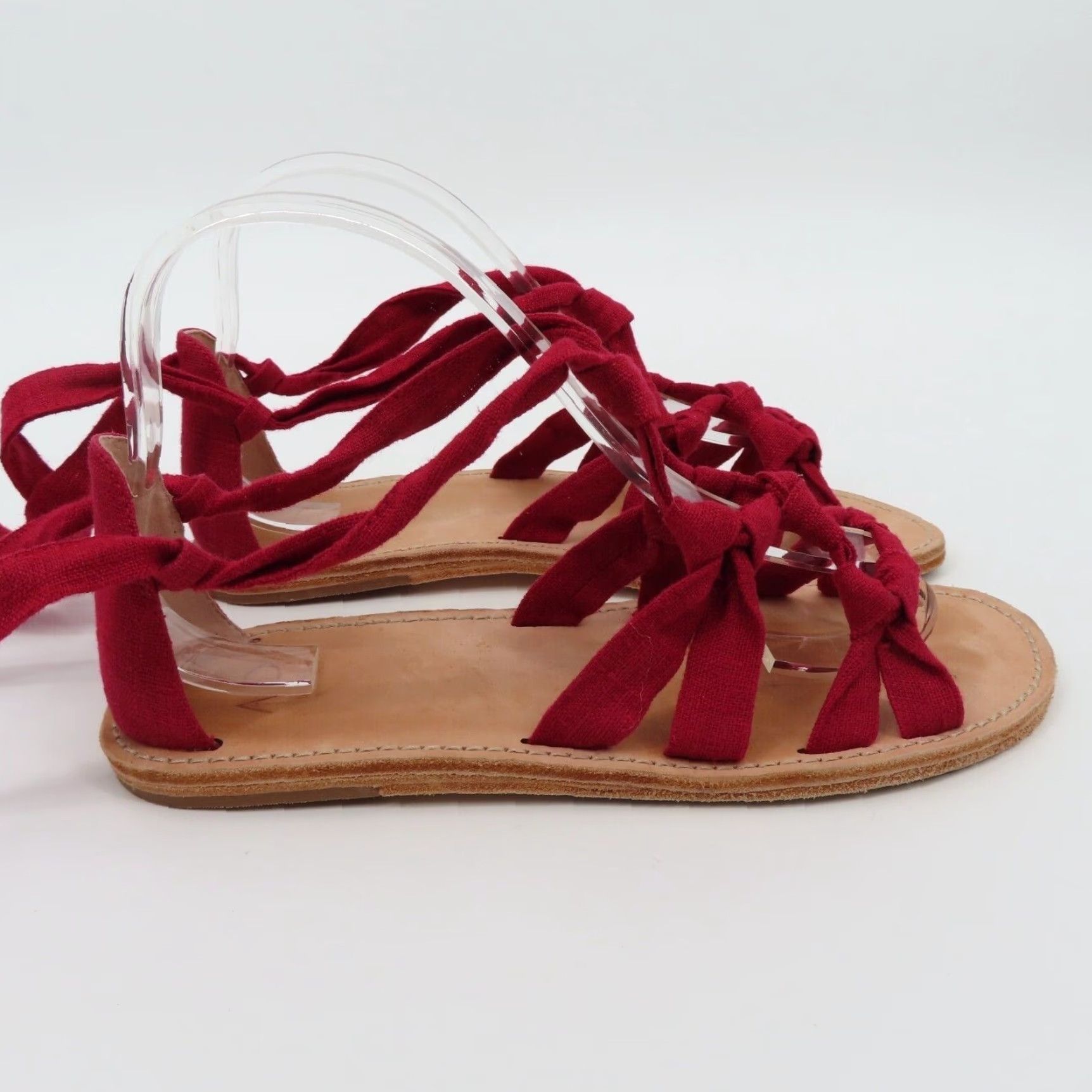 Vintage AD & Daughters Sandal Womens 8 Gladiator Open Toe Lace Up Flat Red Bristela Shoes Size US 8 / IT 38 - 7 Thumbnail