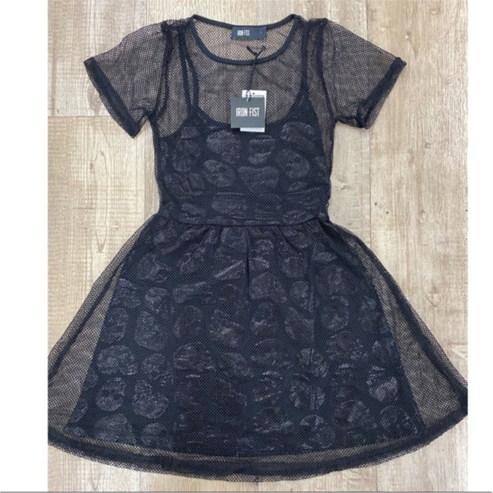 Iron Fist IRON FIST Skullz Club S Black Sheer Fit Flare Dress Babydoll Size S / US 4 / IT 40 - 2 Thumbnail