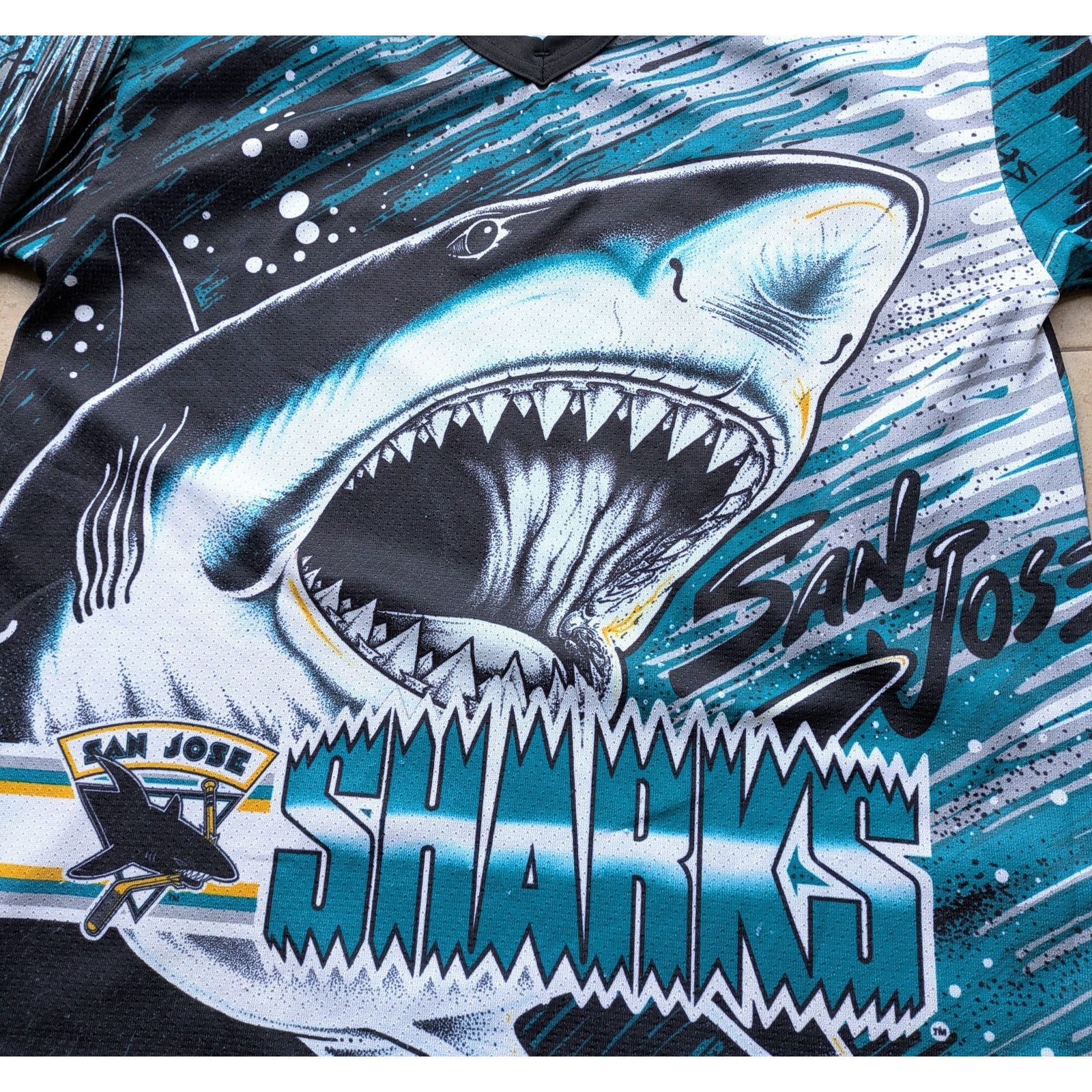 NHL × Starter San Jose Sharks 90s CCM Graphic AOP jersey teal NHL vintage Size US S / EU 44-46 / 1 - 1 Thumbnail