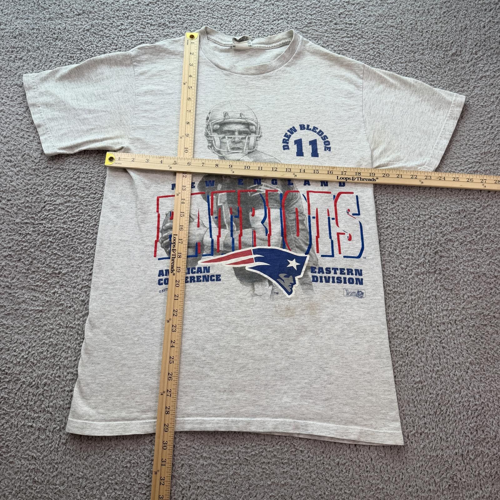 Nutmeg Vintage 90s New England Patriots Drew Bledsoe NFL T Shirt Size US L / EU 52-54 / 3 - 3 Thumbnail