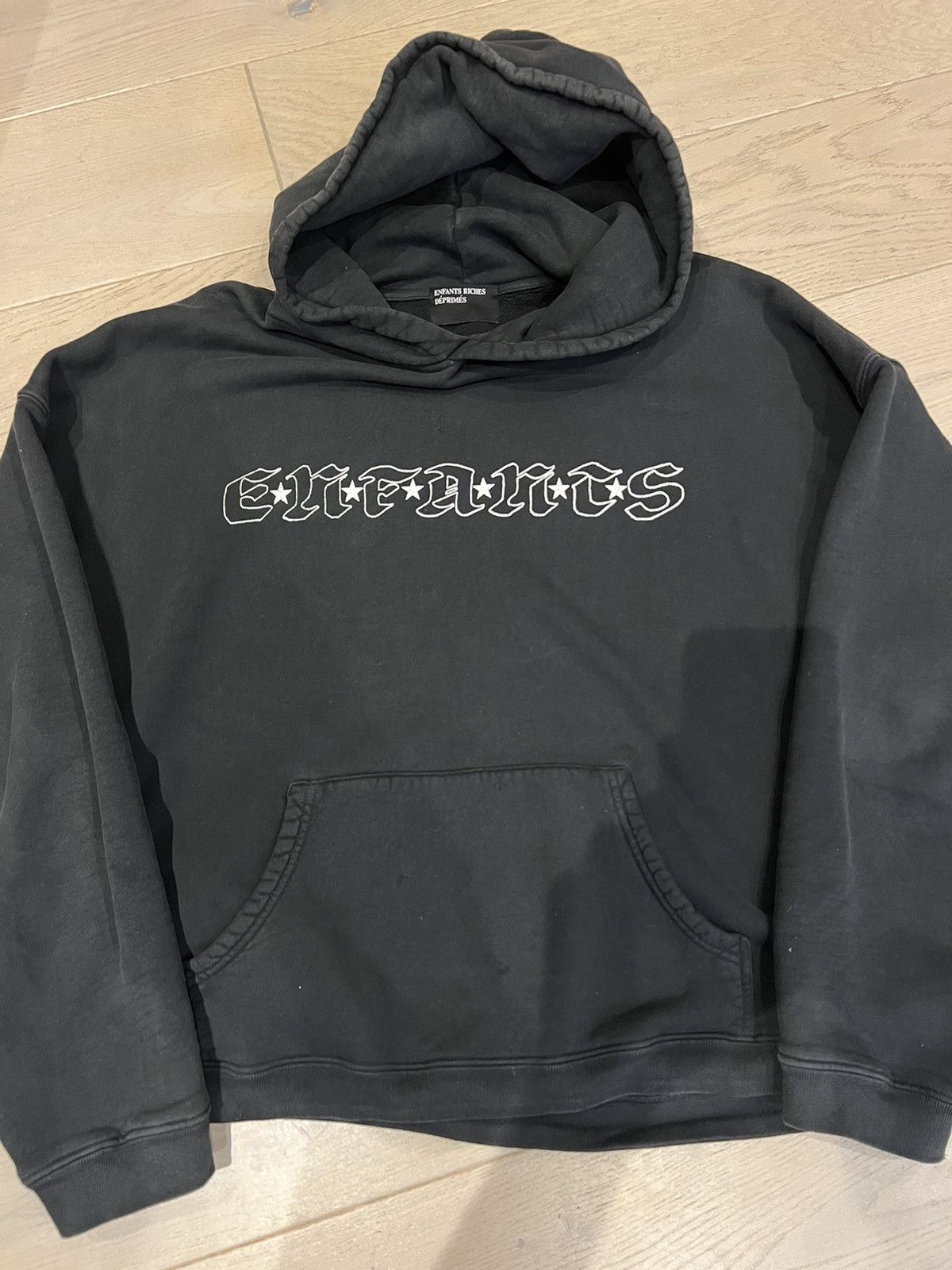 image of Enfants Riches Deprimes Erd Black Old English American Star Logo Hoodie, Men's (Size XL)